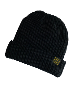 Blueline Surf + Paddle Co. Blue Box Beanie Black with Gold Ring Patch