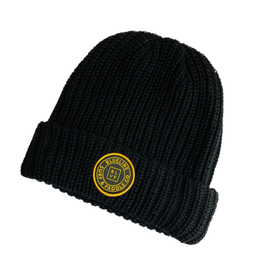 Blueline Surf + Paddle Co. OG Beanie Black with Black Patch Gold Ring