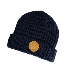 Blueline Surf + Paddle Co. OG Beanie Navy with Leather Patch