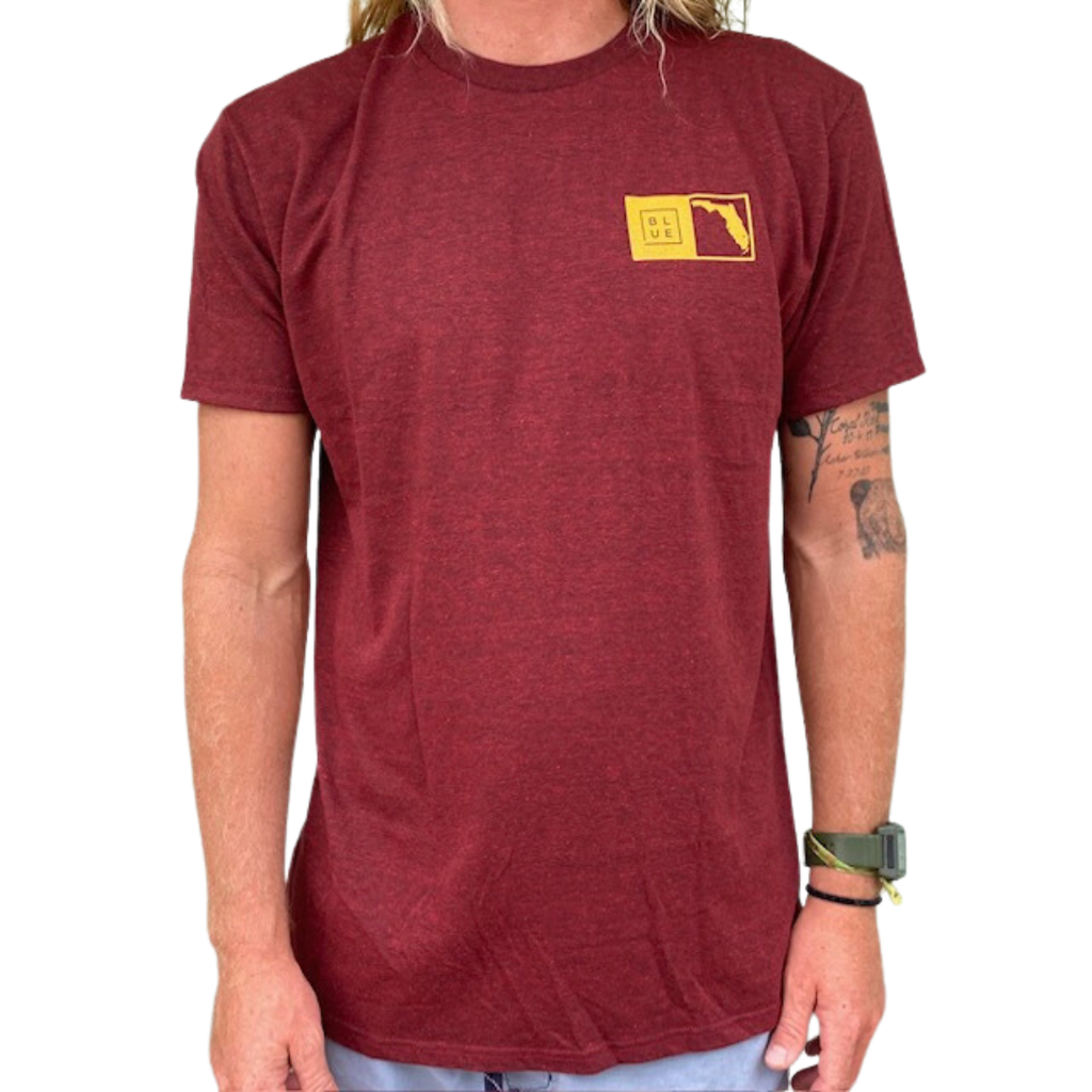 Blueline Surf + Paddle Co. Florida Box 8 TeeCrimson Heather/Gold (FSU Seminoles)