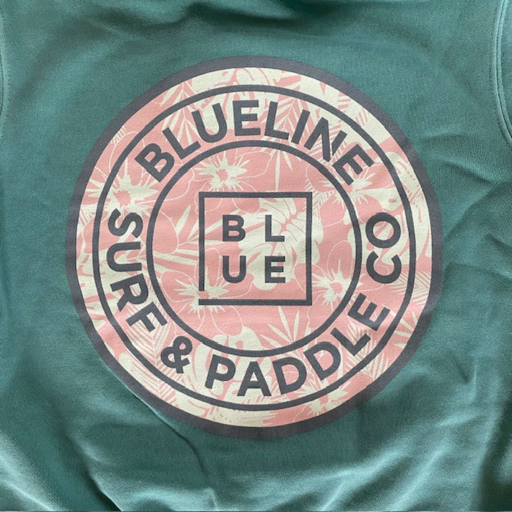 Blueline Surf + Paddle Co. Youth OG Pigment Dyed Hood Mint/Grey Floral