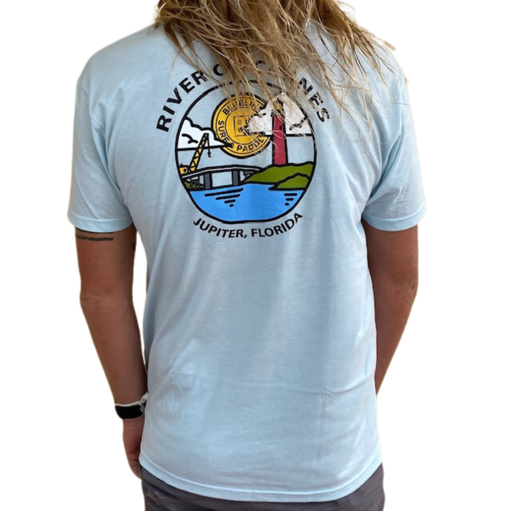 Blueline Surf + Paddle Co. River of Cranes Tee Ice Blue