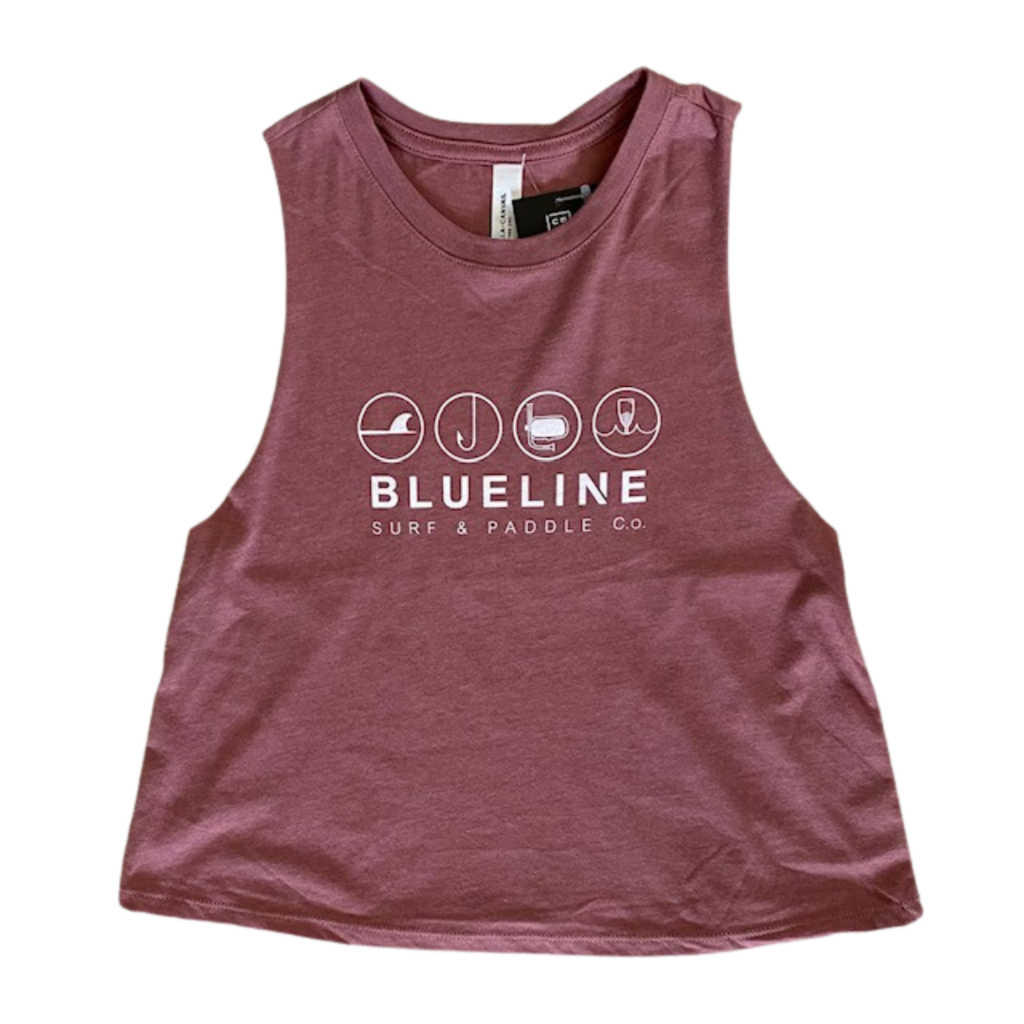 Blueline Surf + Paddle Co. Lifestyle Crop Tank Mauve White