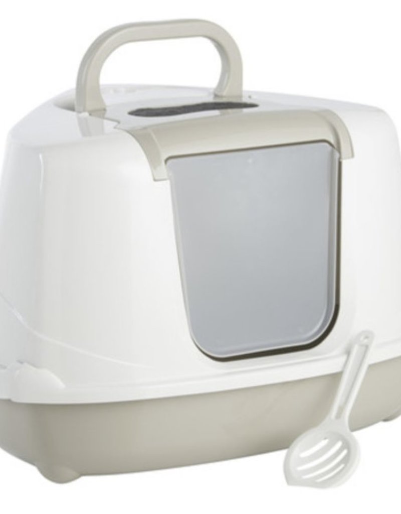 Moderna Flip Cat Corner Hooded Lit Pan Grey Mycattime Moderna Flip Cat Corner Hooded Litter Pan Grey