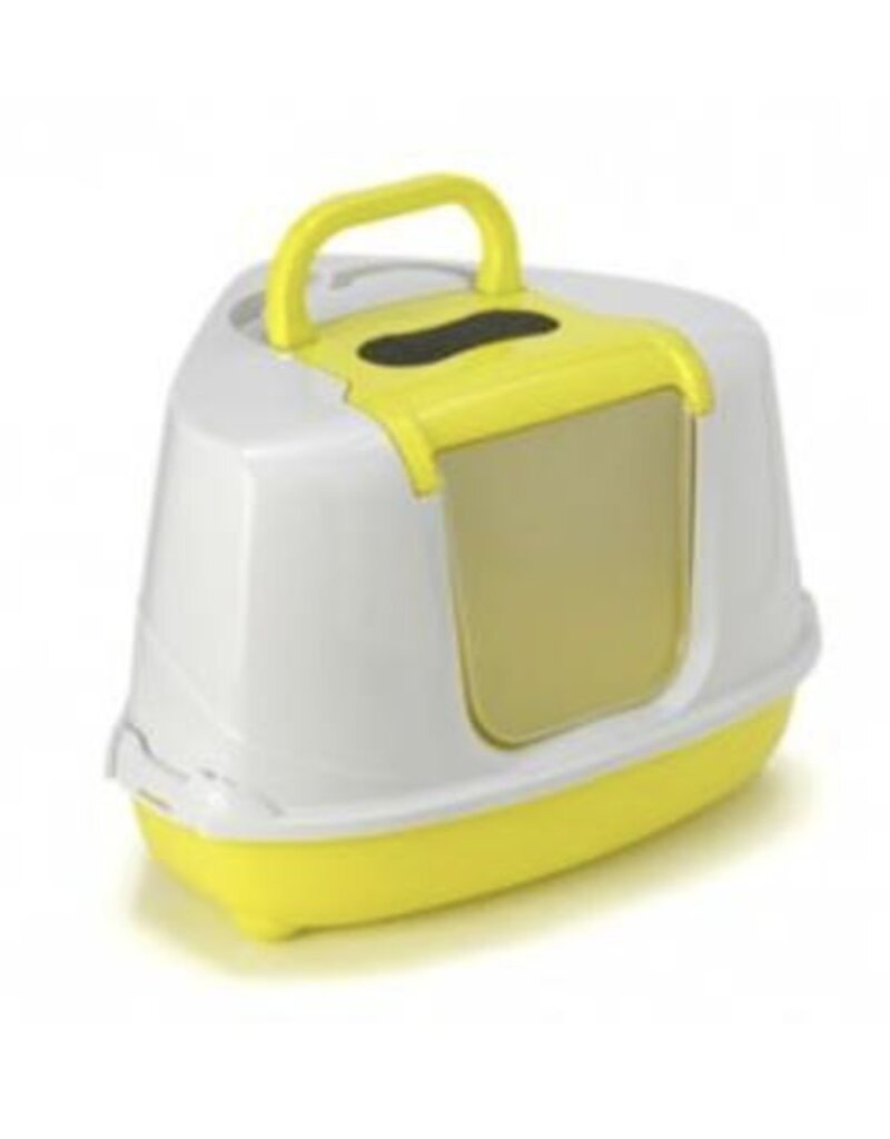 Moderna Flip Cat Corner Hooded Lit Pan Yellow Mycattime Moderna Flip Cat Corner Hooded Litter Pan Yellow