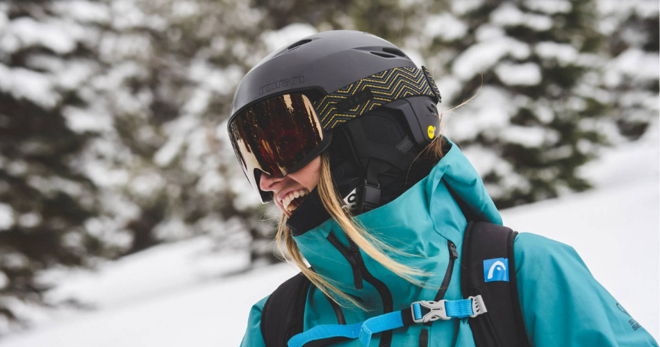 wearing snowboard helmet