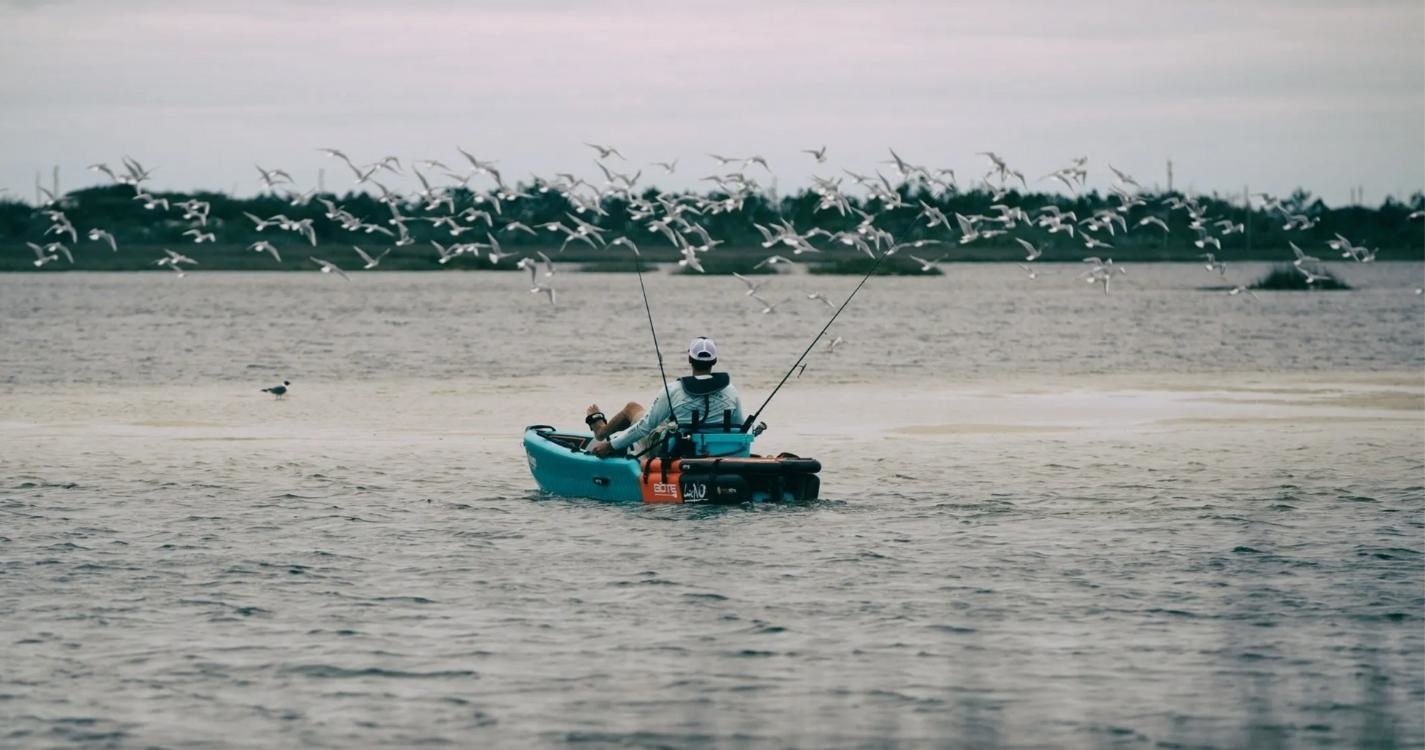 Man fishing on kayak