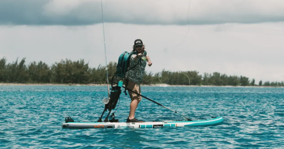 fisherman on paddle board