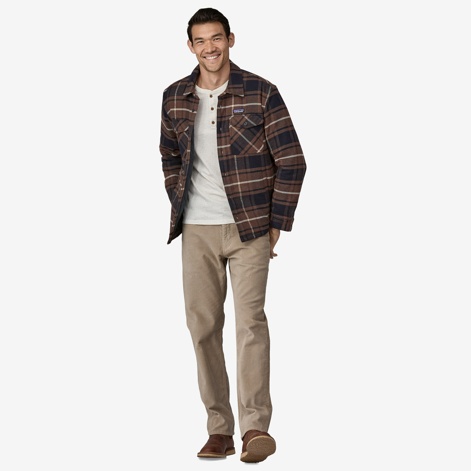 Patagonia Lightweight Insulated Fjord Flannel Shirt Outdoor Molasses Brown S Men