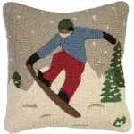 Chandler 4 Corners Look Ma Snowboarder Hooked Wool Pillow