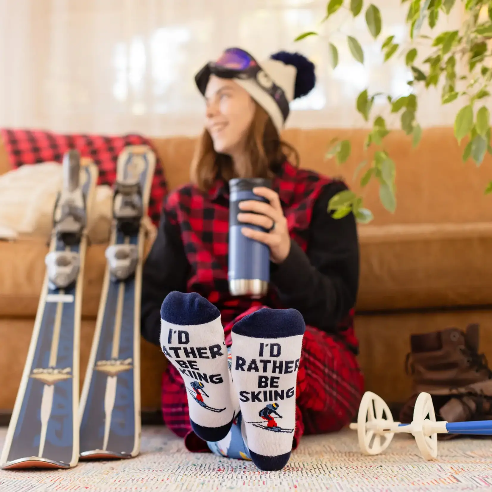 I'd Rather Be Skiing Adult Crew Socks