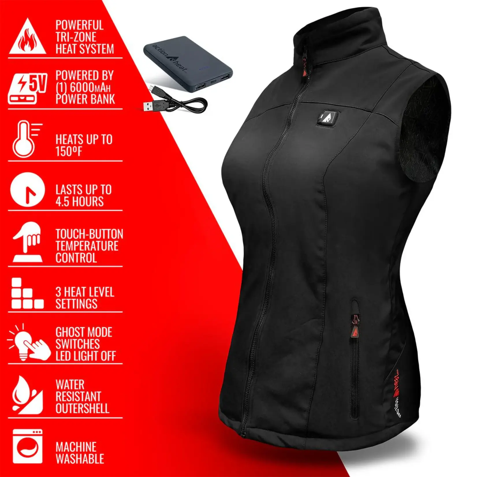 ActionHeat ActionHeat 5V Battery Heated Women's Softshell Vest