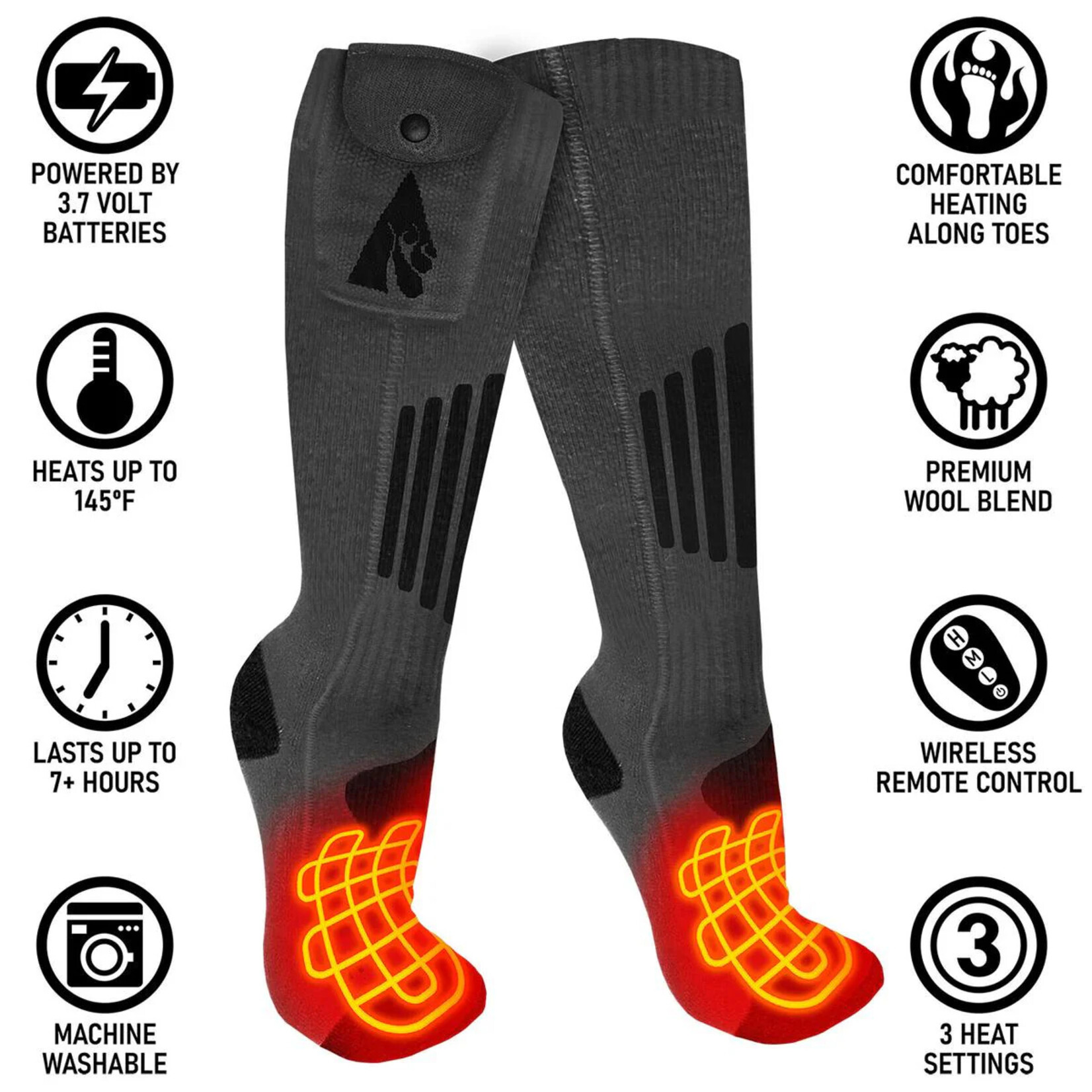 ActionHeat Action Heat 3.7 V Rechargeable Heated Wool Socks