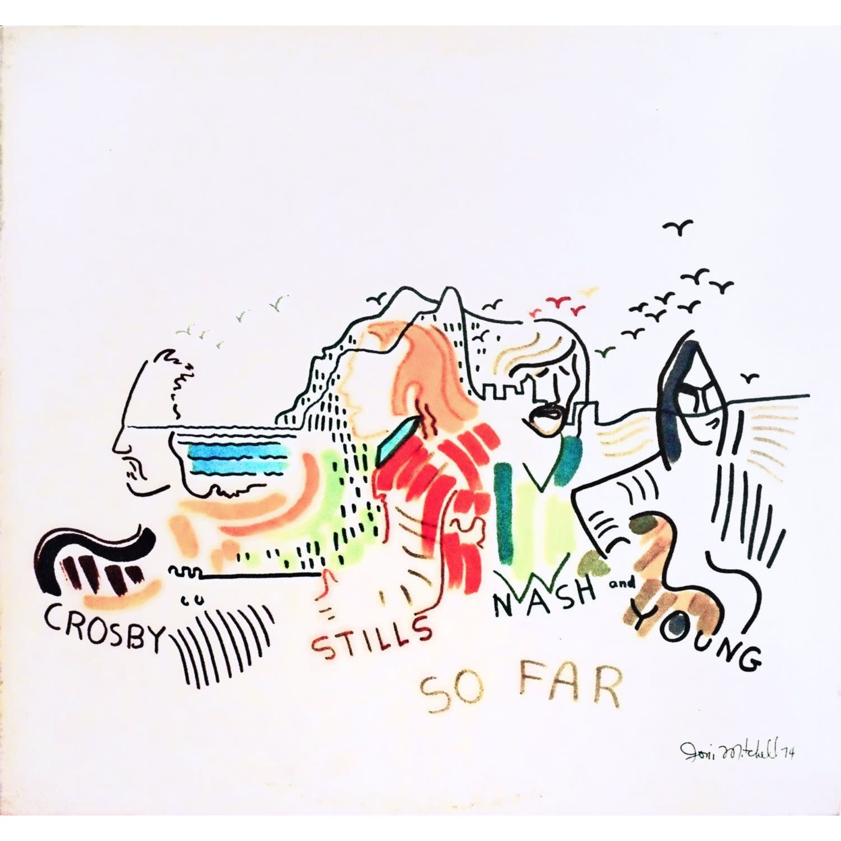 [Vintage] Crosby, Stills, Nash & Young - So Far (cover art by Joni Mitchell)