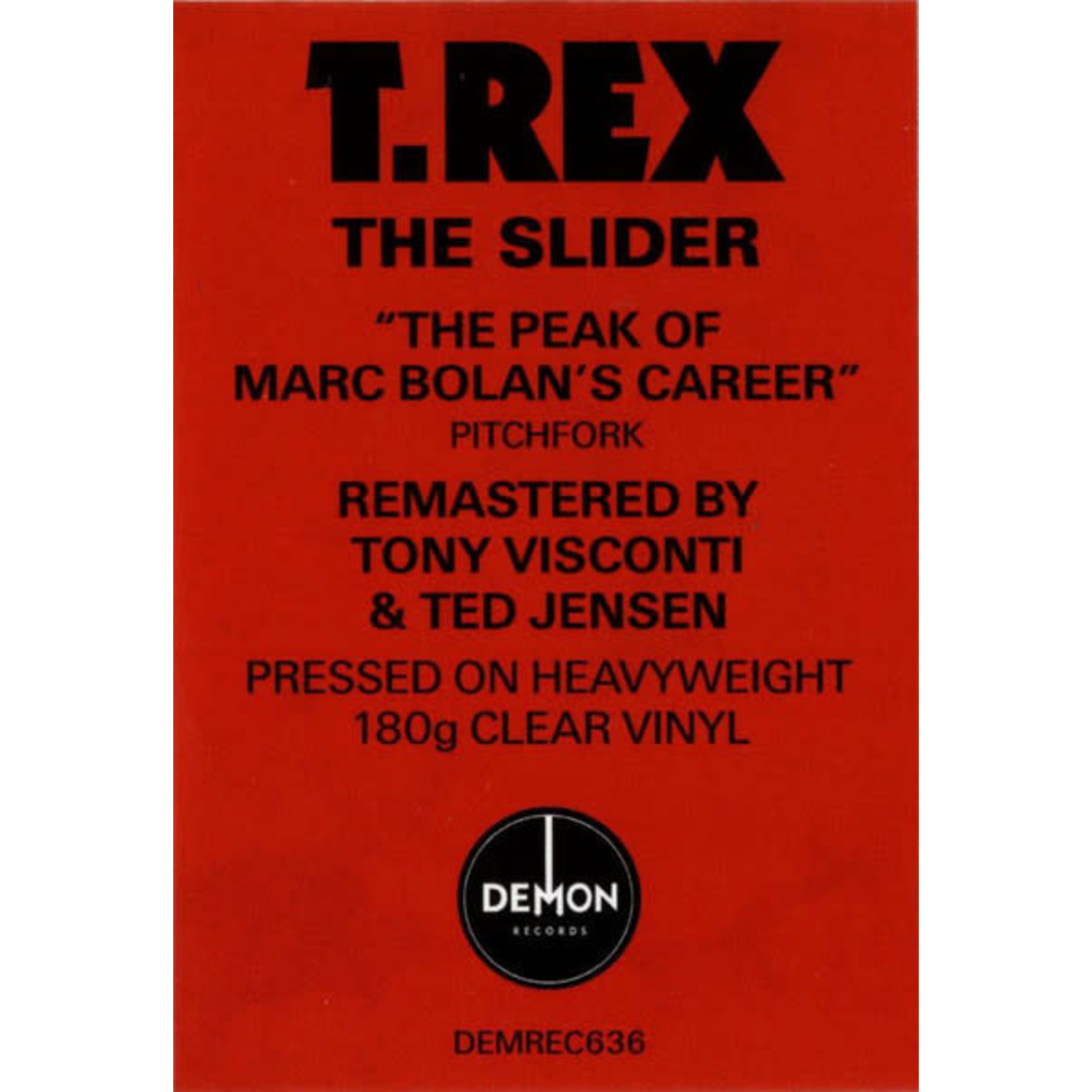 [New Vinyl] T. Rex - The Slider (clear vinyl)