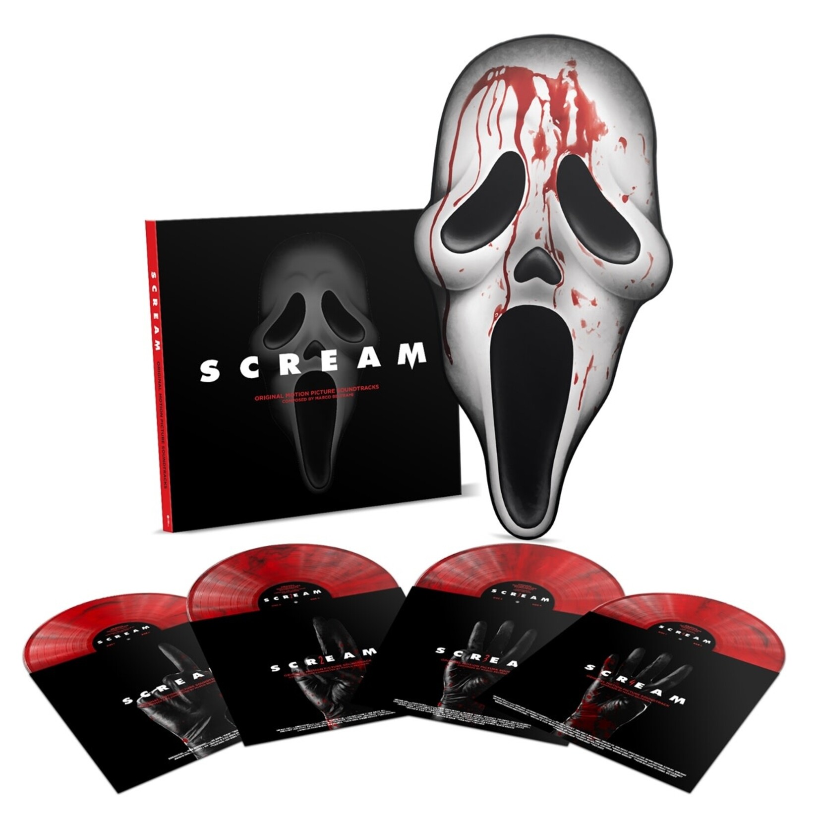 [New] Marco Beltrami - Scream (4LP, soundtrack, translucent red vinyl w/black smoke)