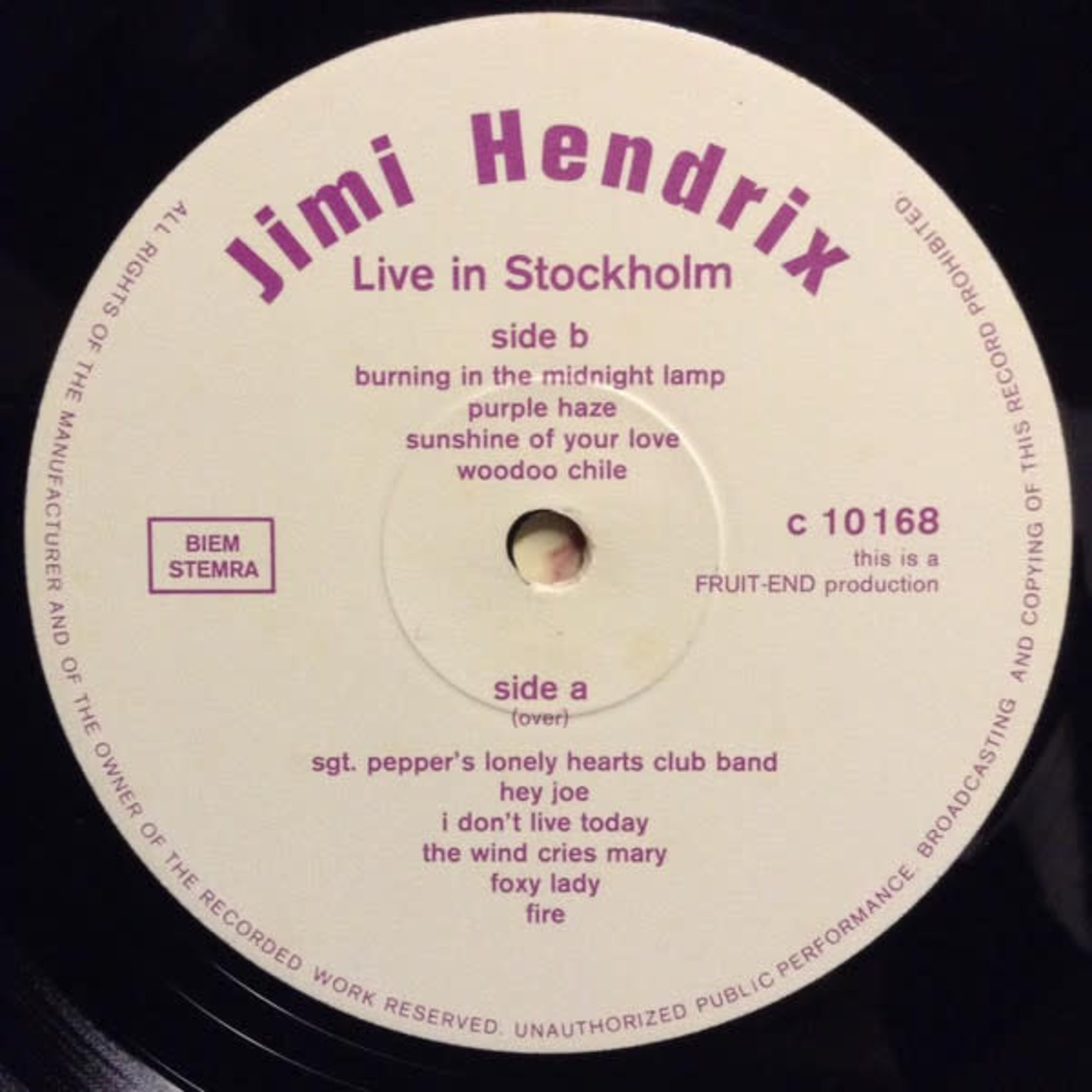 [Kollectible Vinyl] Jimi Hendrix - Live in Stockholm (VG, unofficial live 1967)