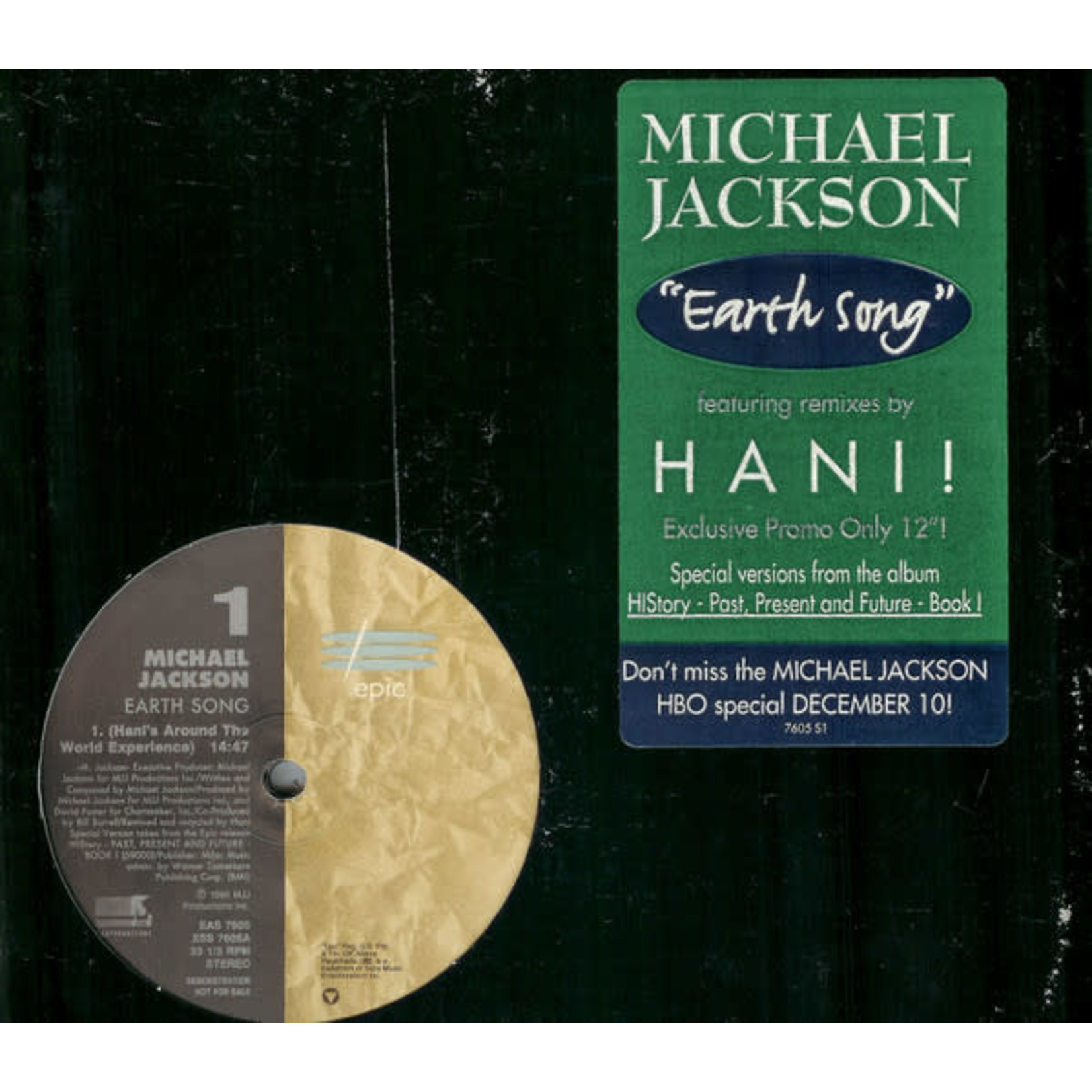 [Kollectible Vinyl] Michael Jackson - Earth Song (12", 1995 US, Promo, Cover VG+/Disc VG+)