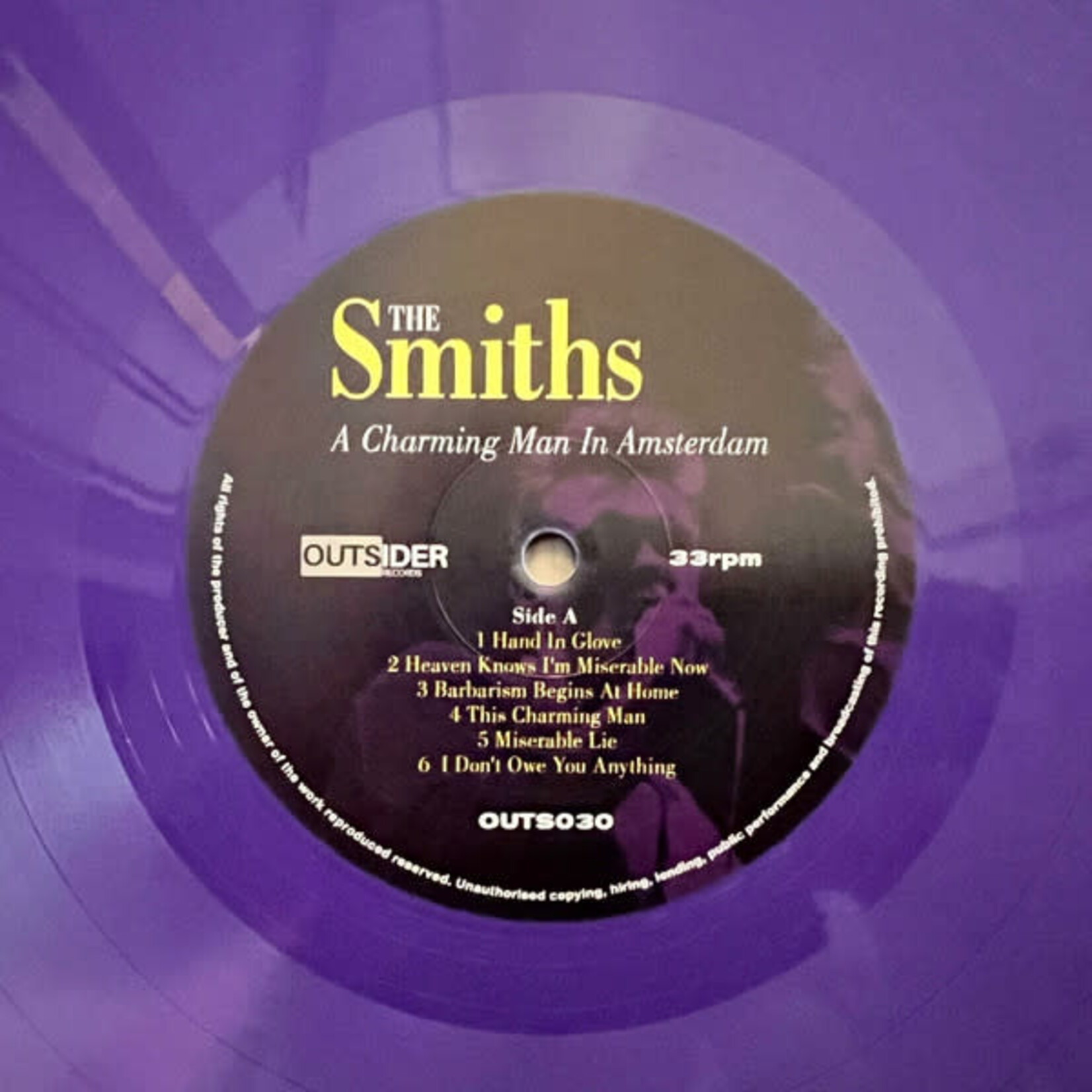 [New Vinyl] Smiths: A Charming Man in Amsterdam (purple vinyl) [OUTSIDER]