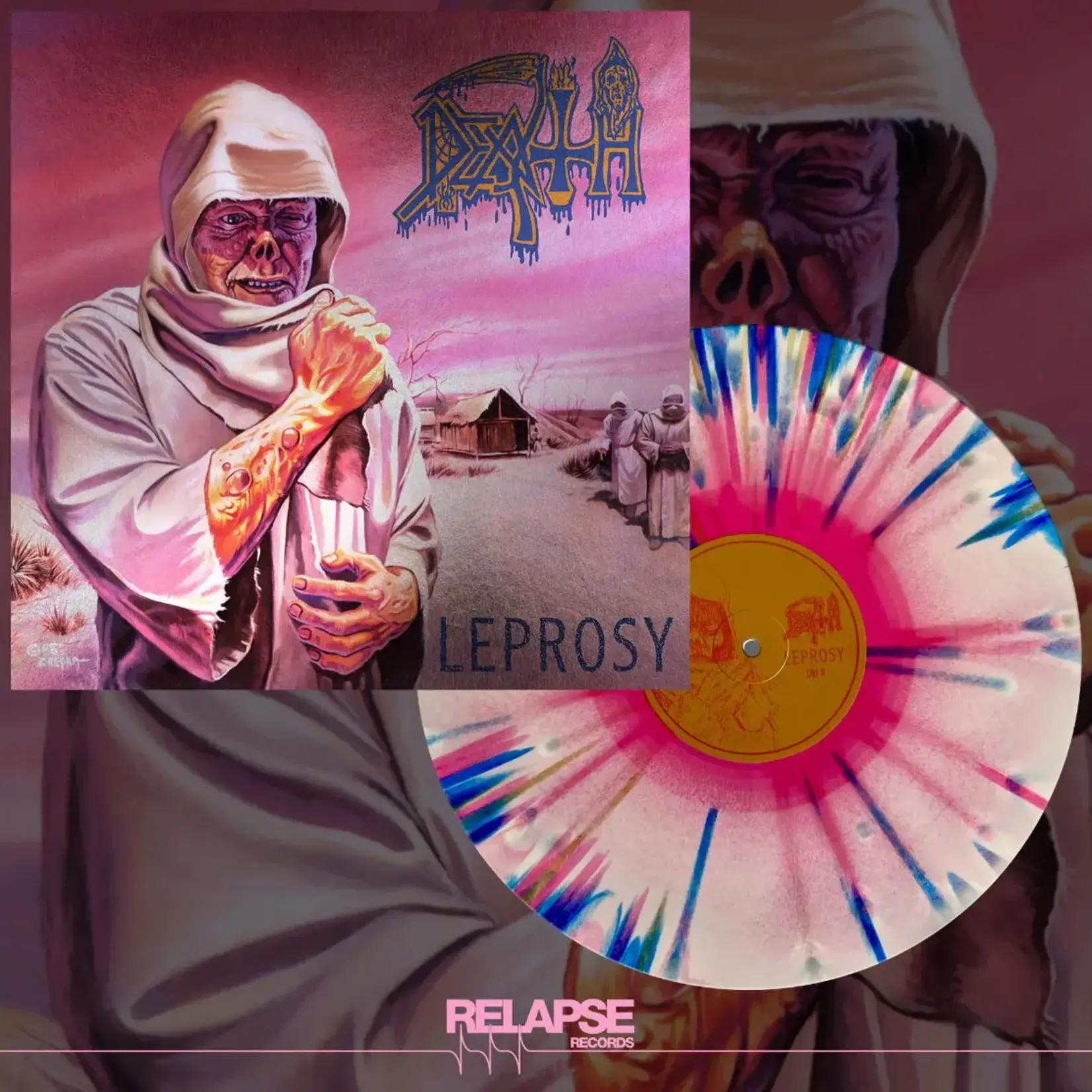[New Vinyl] Death: Leprosy (pink-white-blue vinyl w/splatter [RELAPSE]