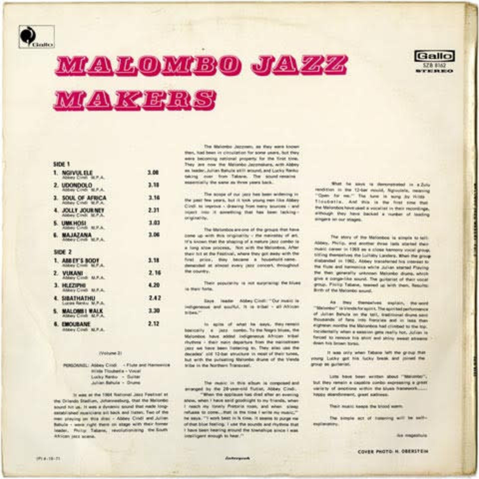 [Kollectible Vinyl] Malombo Jazz Makers: Malombo Jazz Makers Vol. 2 [KOLLECTIBLES]