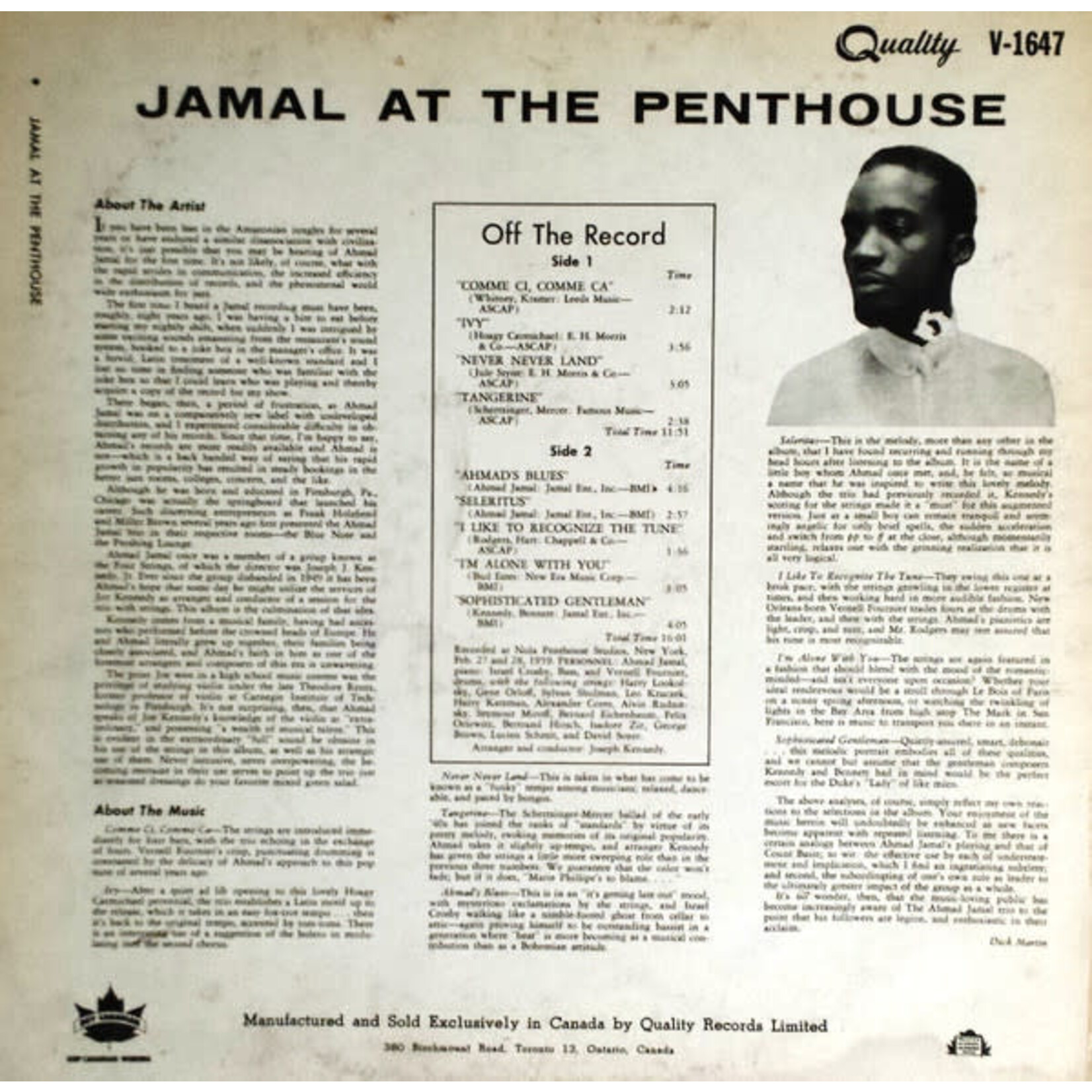 [Kollectible Vinyl] Jamal, Ahmad: Jamal At The Penthouse [KOLLECTIBLES]