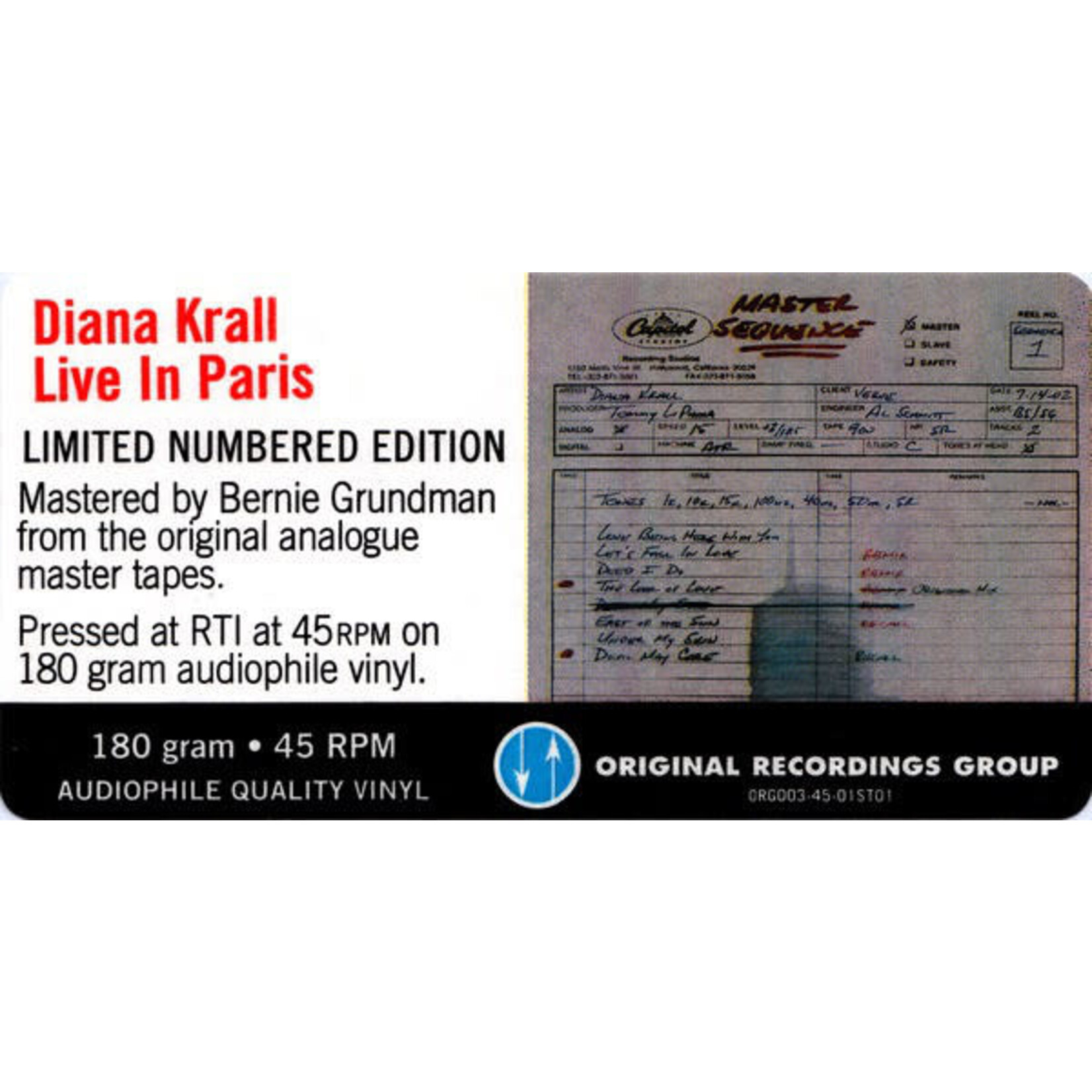 [Kollectible Vinyl] Krall, Diana: Live In Paris [KOLLECTIBLES]