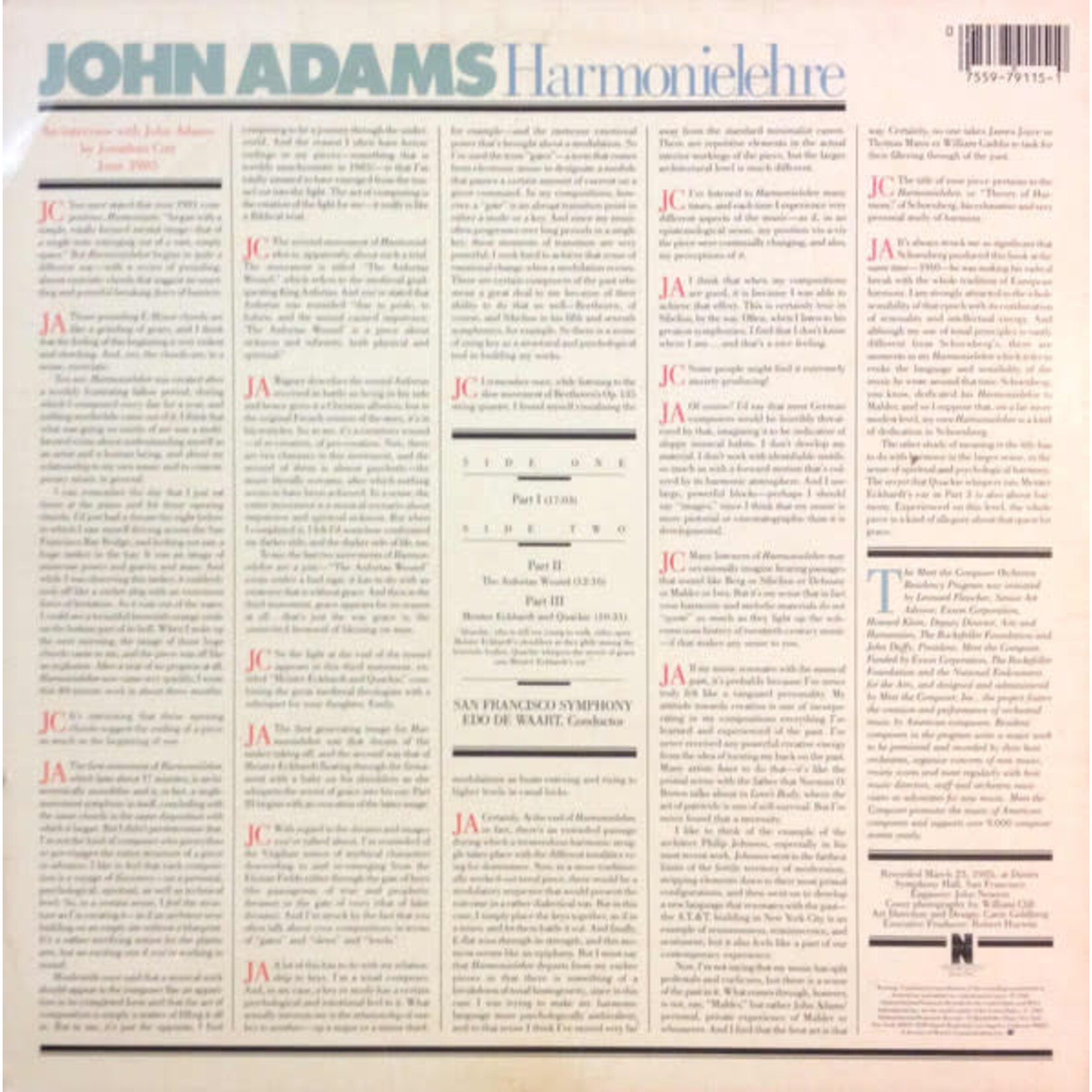 [Kollectible Vinyl] Adams, John: Harmonielehre [KOLLECTIBLES]