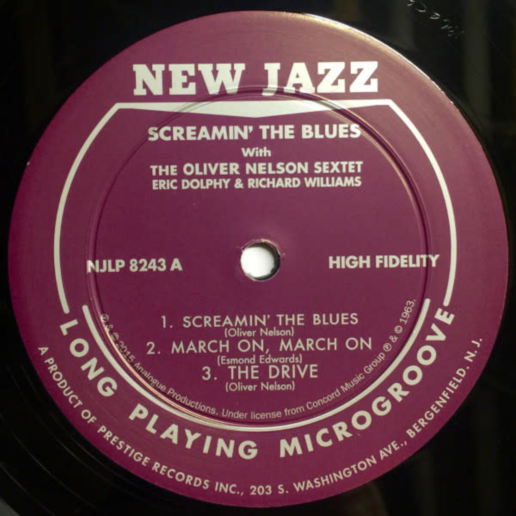 [Kollectible Vinyl] Oliver Nelson Sextet - Featuring Eric Dolphy / Richard Williams: Screamin' The Blues (2015, USA, VG+)  [NEW JAZZ]