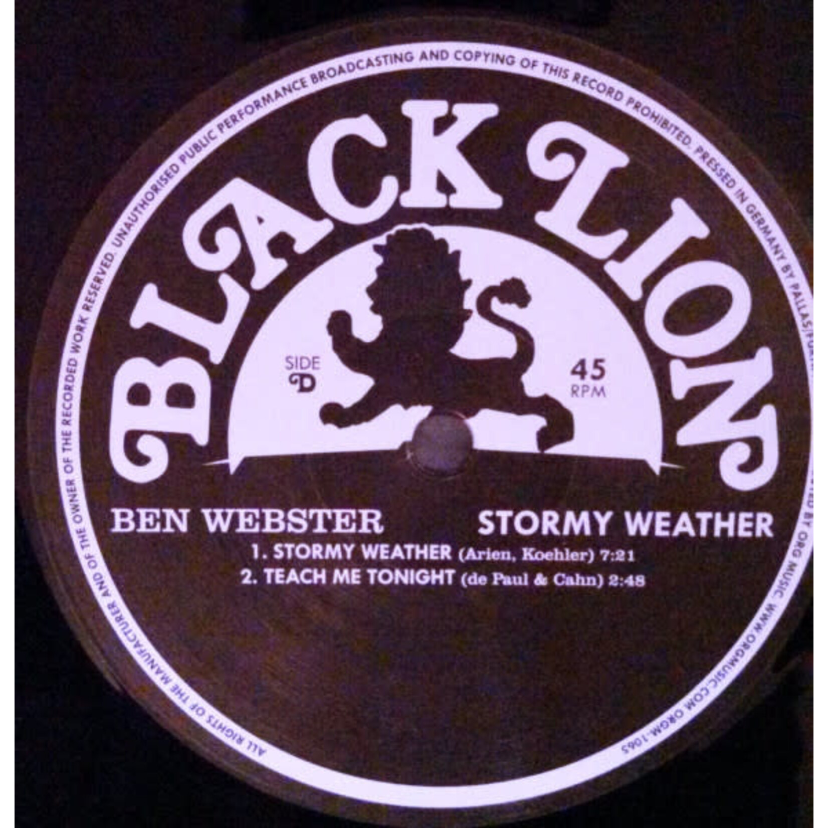 [Kollectible Vinyl] Webster, Ben: Stormy Weather (2012, USA, Jazz Audiophile, Ex) [BLACKLION]