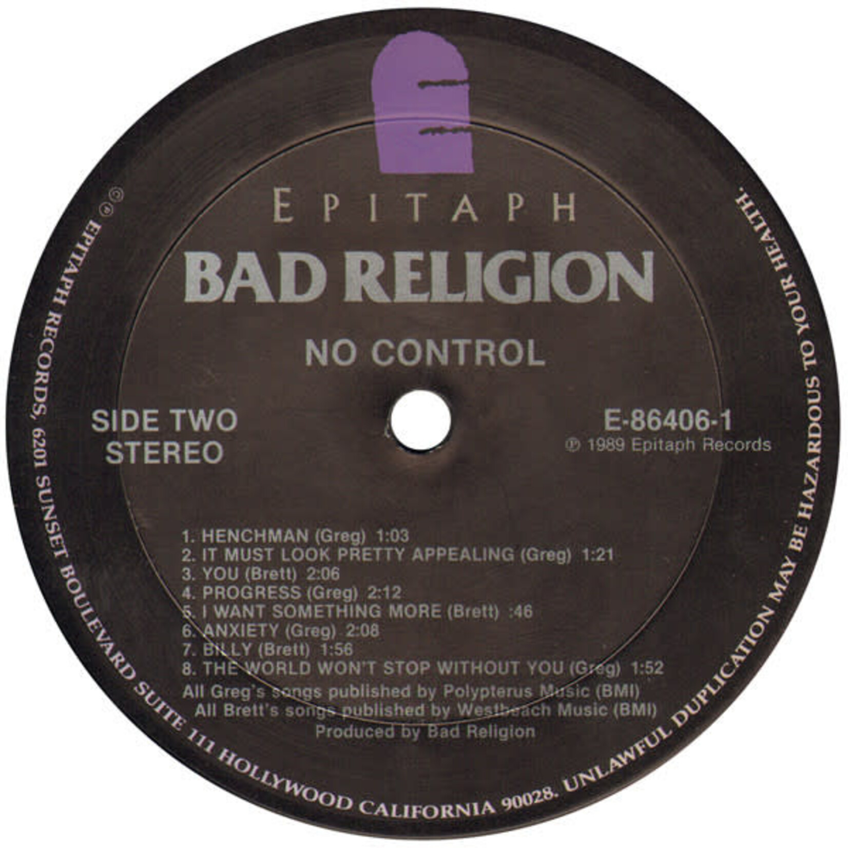 [Kollectible Vinyl] Bad Religion: No Control [KOLLECTIBLES]