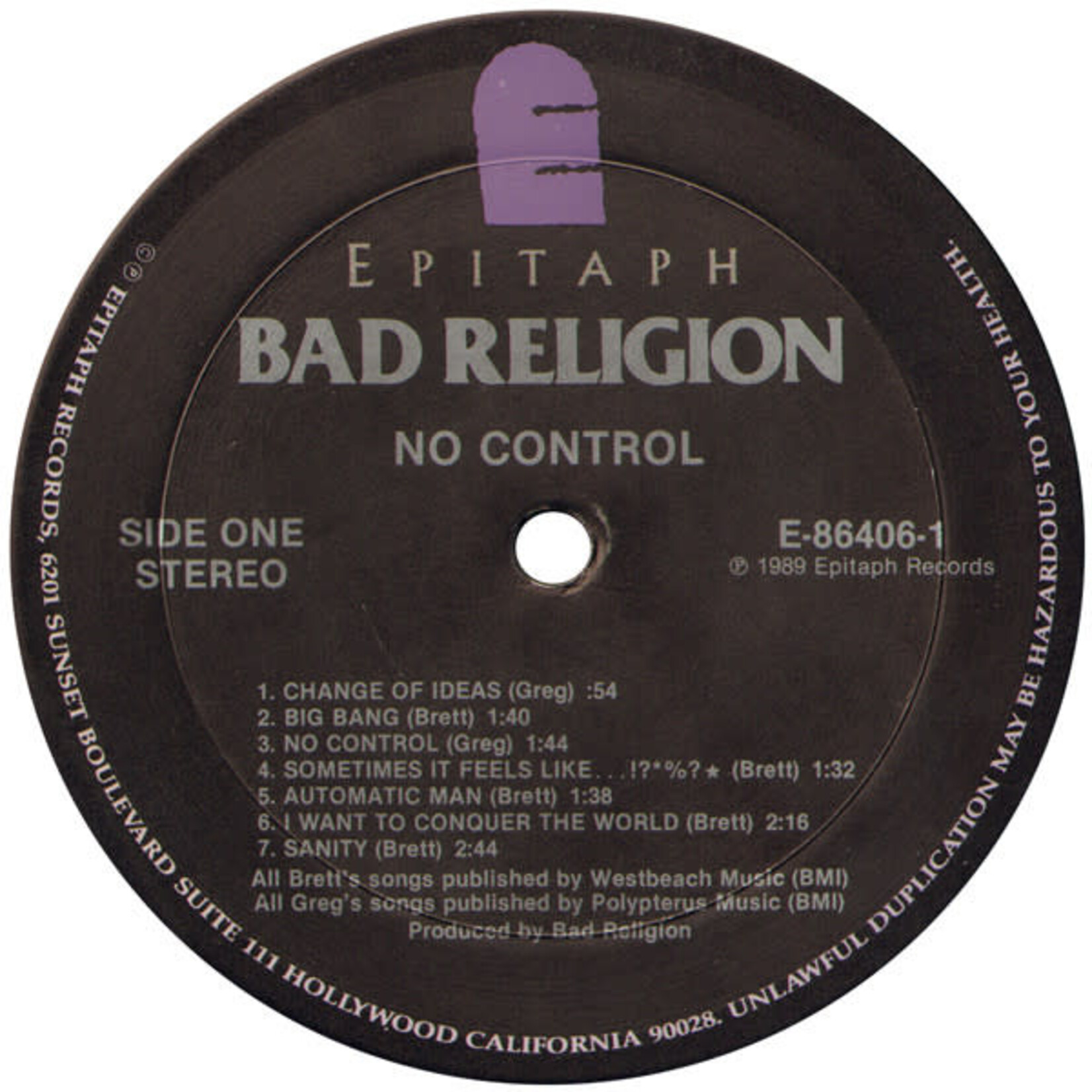 [Kollectible Vinyl] Bad Religion: No Control [KOLLECTIBLES]