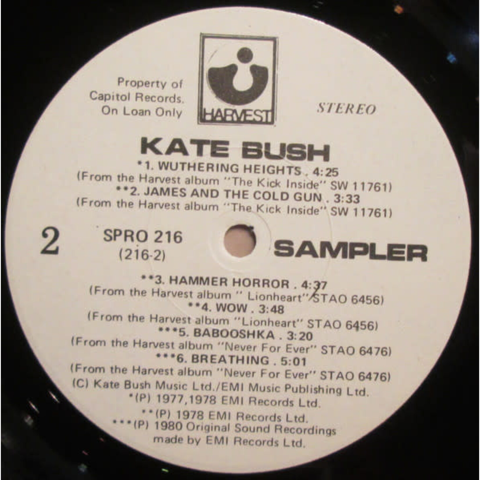 [Kollectibles] Bush, Kate: Kate Bush Sampler (1982, Canada, Ltd Ed., Promo, VG+) [EMI]