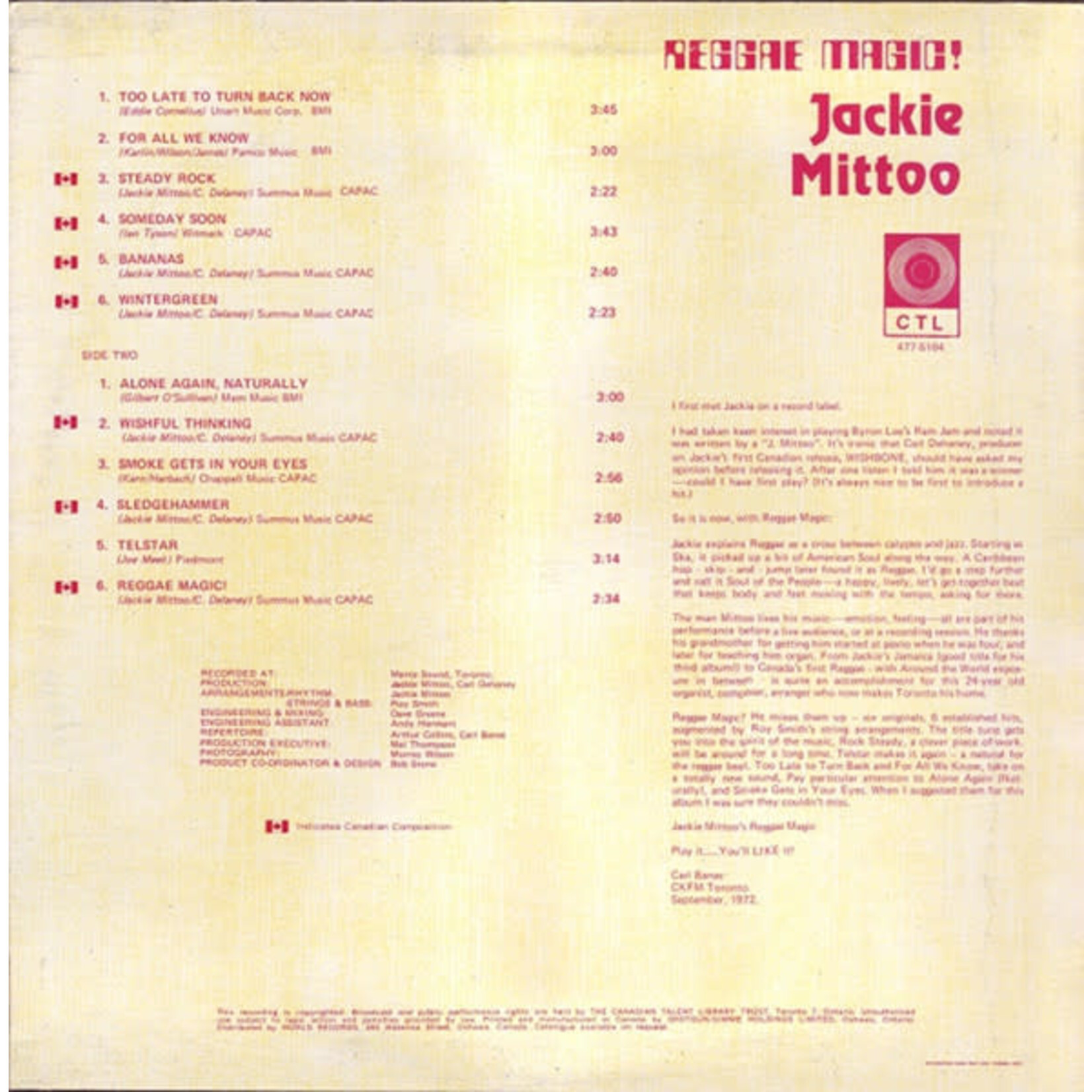 [Kollectible Vinyl] Mittoo, Jackie: Reggae Magic [KOLLECTIBLES]
