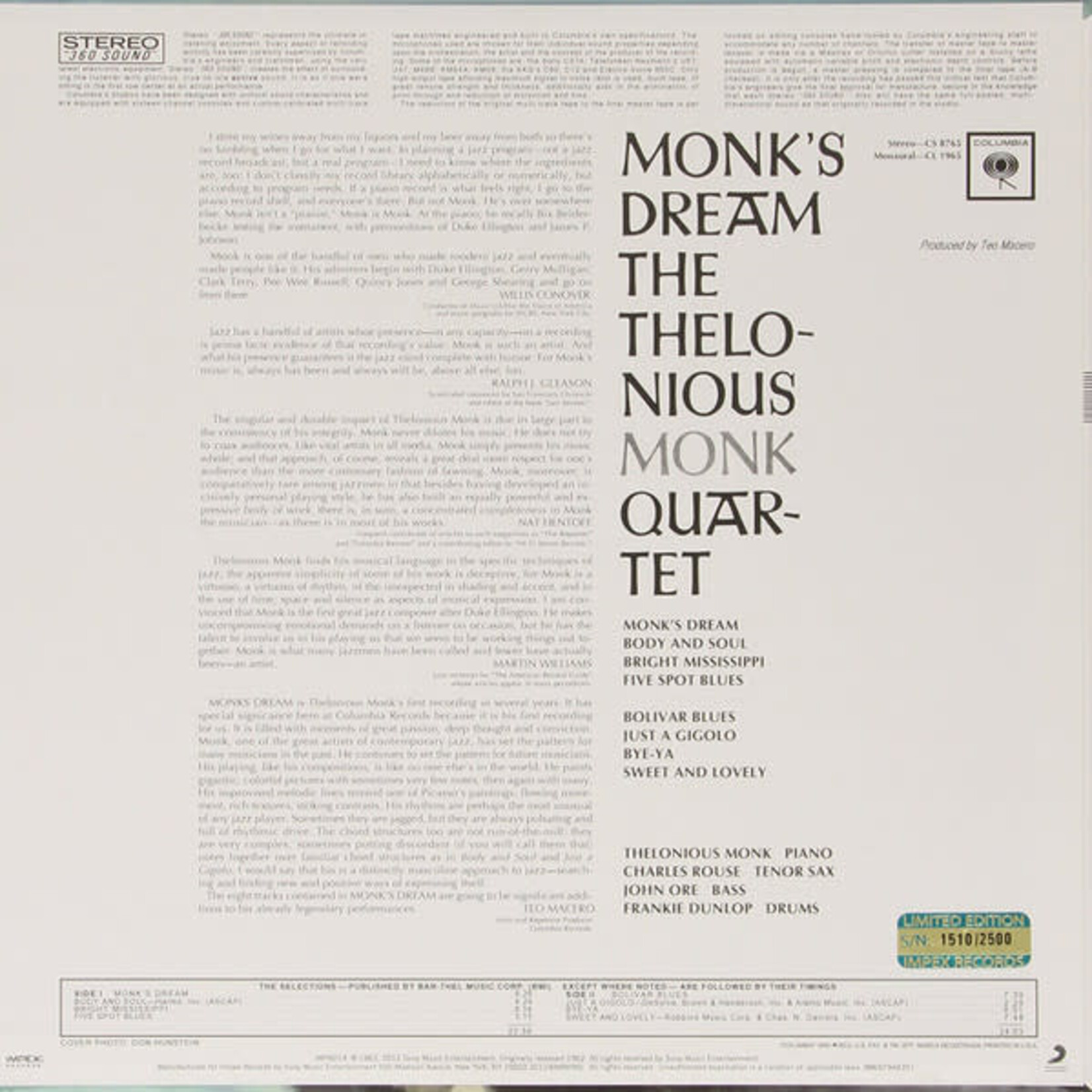 [Kollectible Vinyl] The Thelonious Monk Quartet: Monk's Dream [KOLLECTIBLES]