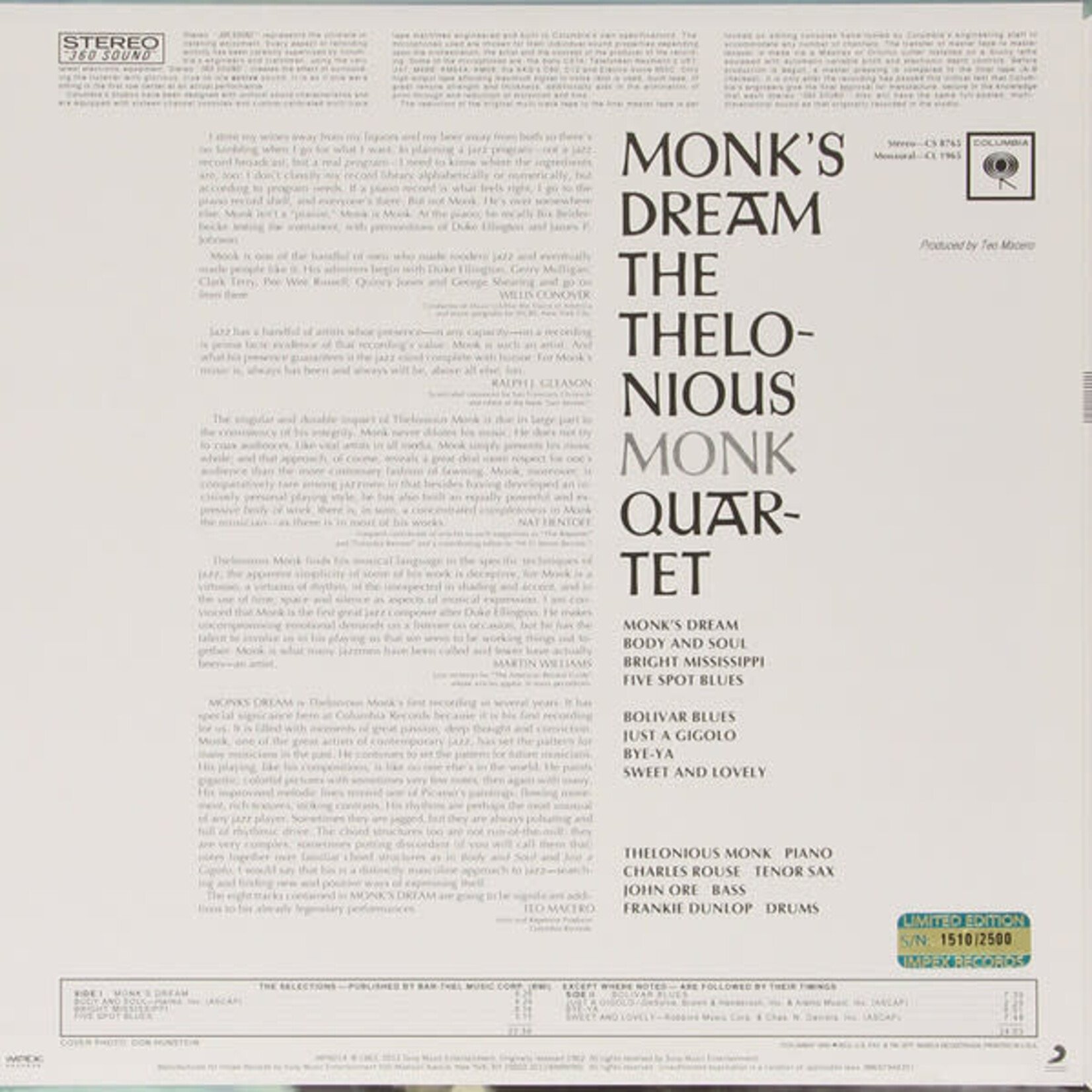 [Kollectibles] The Thelonious Monk Quartet: Monk's Dream [KOLLECTIBLES]