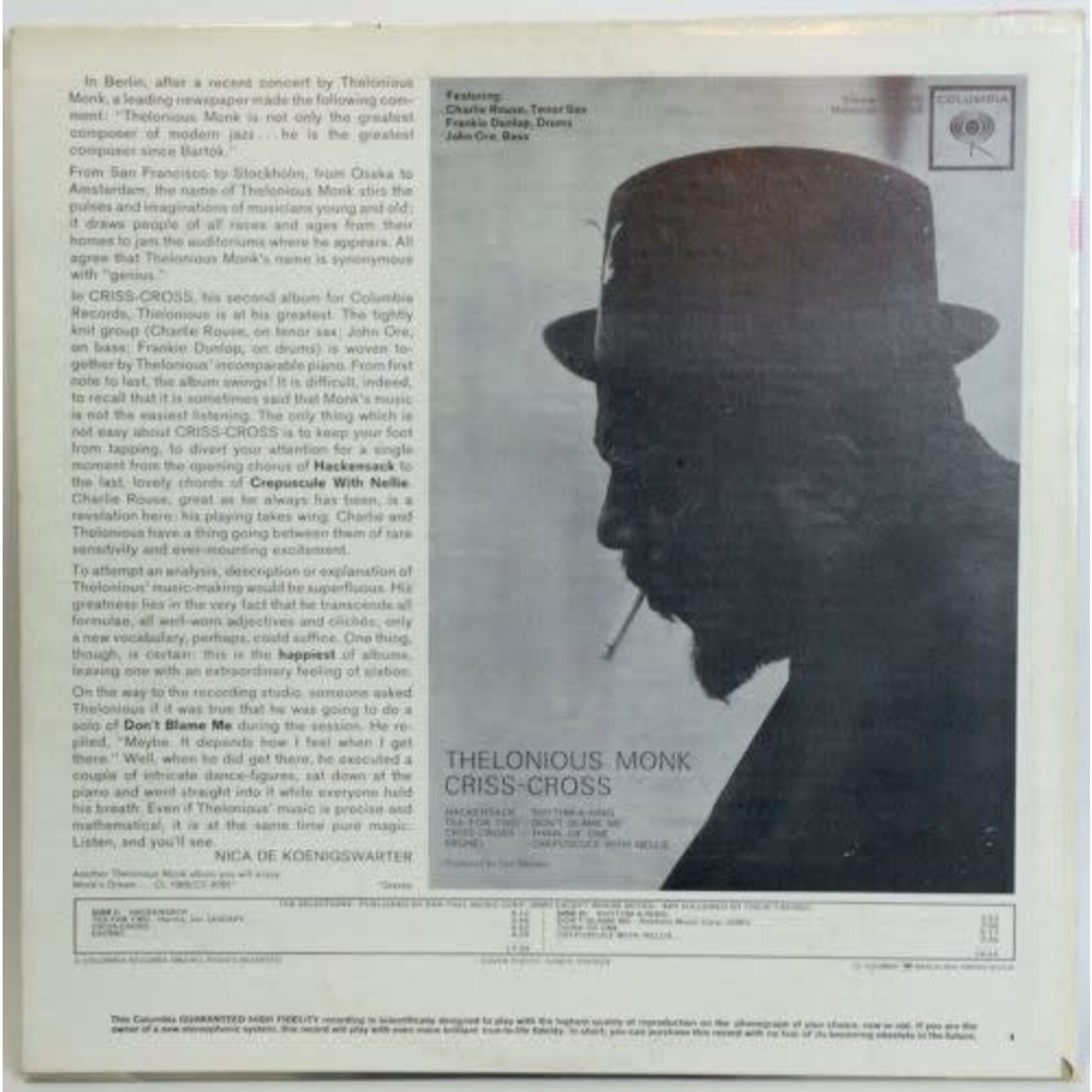 [Kollectible Vinyl] Thelonious Monk: Criss-Cross [KOLLECTIBLES]