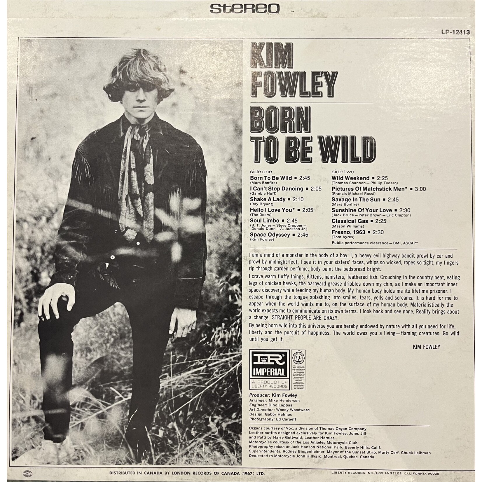 [Kollectible Vinyl] Fowley, Kim: Born To Be Wild [KOLLECTIBLES]