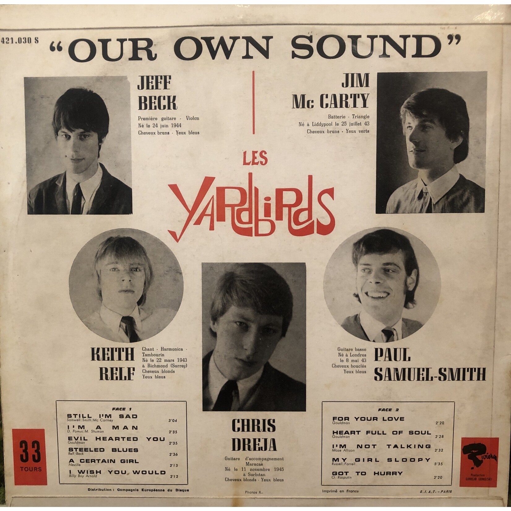 [Kollectible Vinyl] Yardbirds: Our Own Sound (1965, FRANCE, VG+) [RIVIERA]