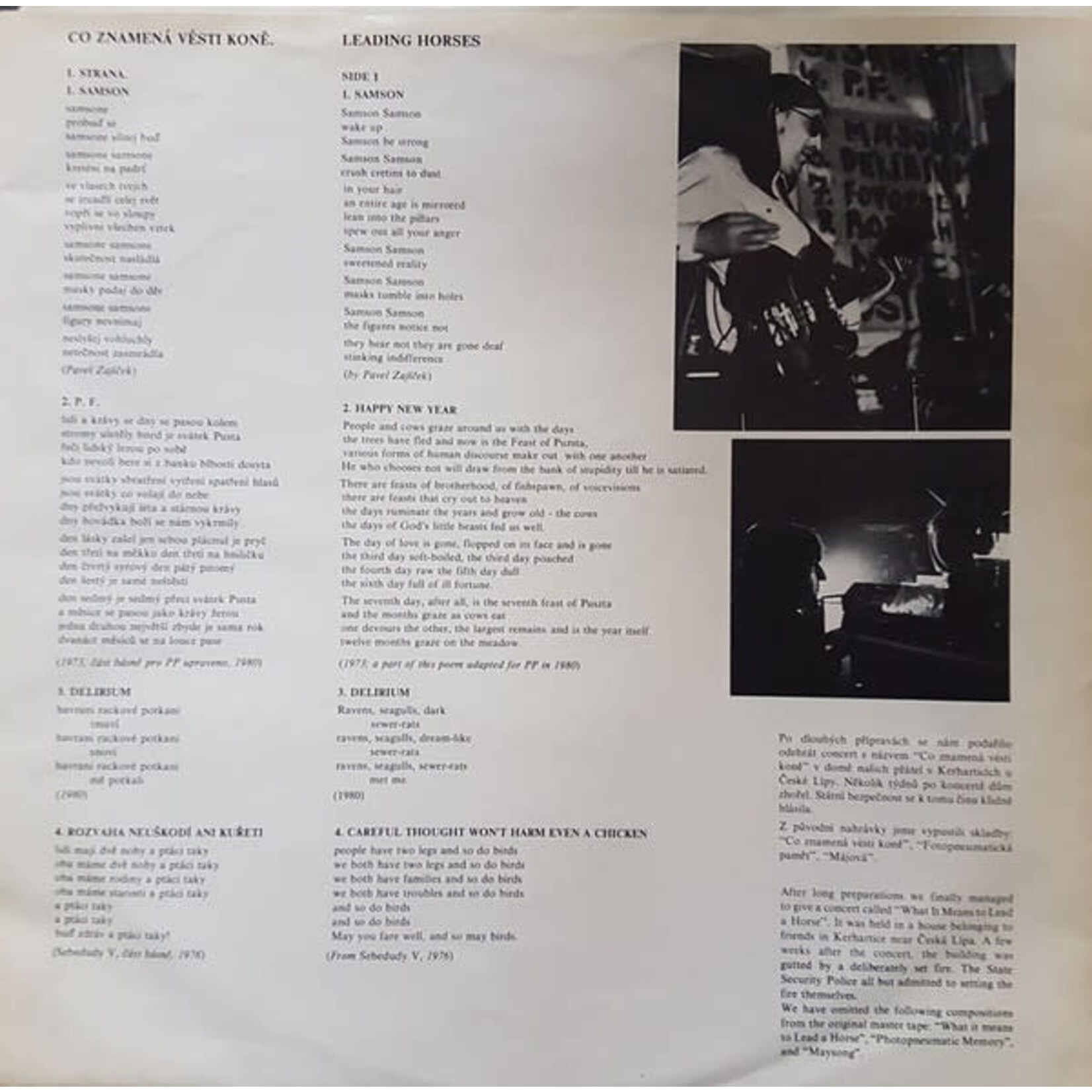 [Kollectible Vinyl] The Plastic People: Leading Horses (1983, Canada, VG+) [BOŽÌ MLYN PRODUCTIONS]