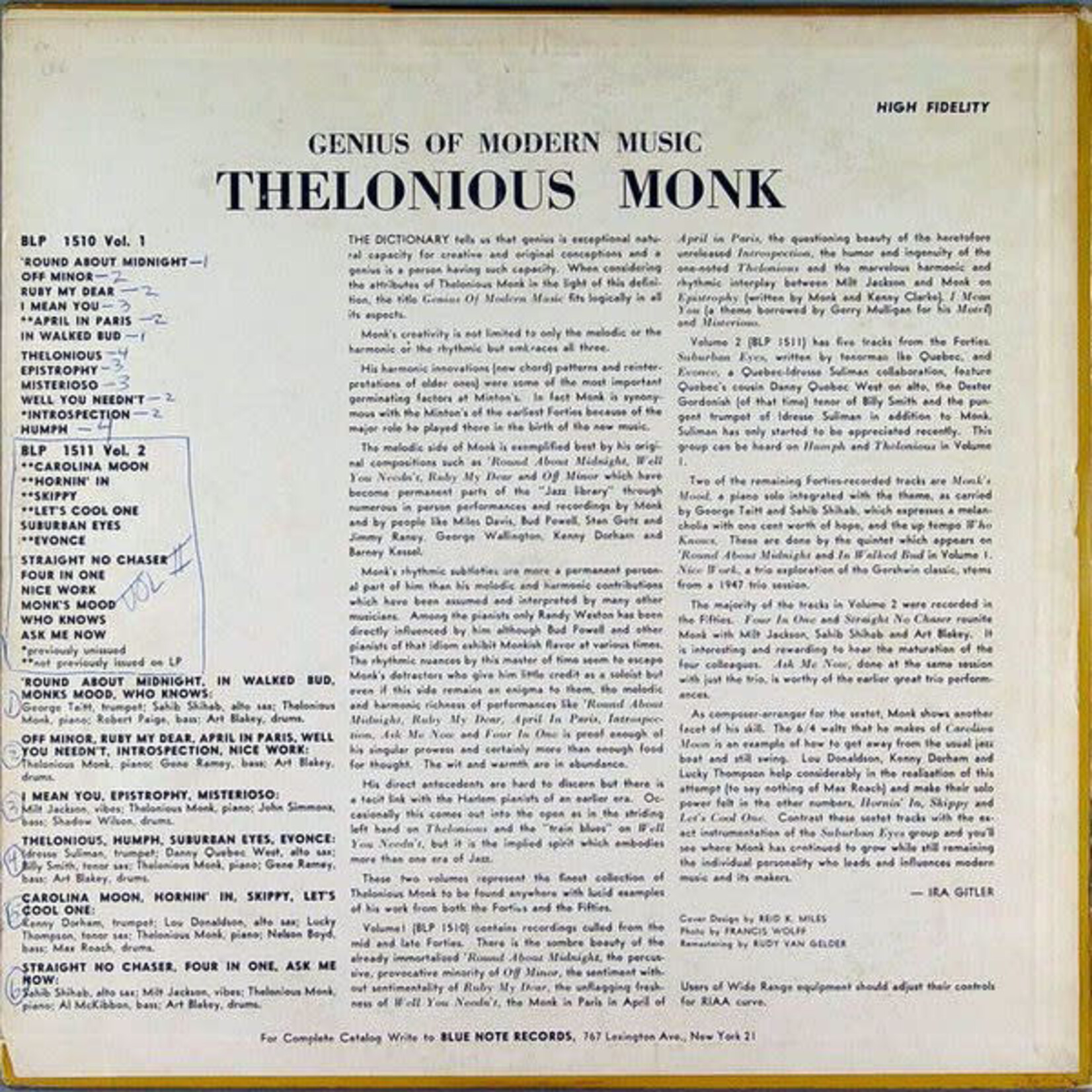 [Kollectibles] Monk, Thelonious: Genius Of Modern Music [KOLLECTIBLE]