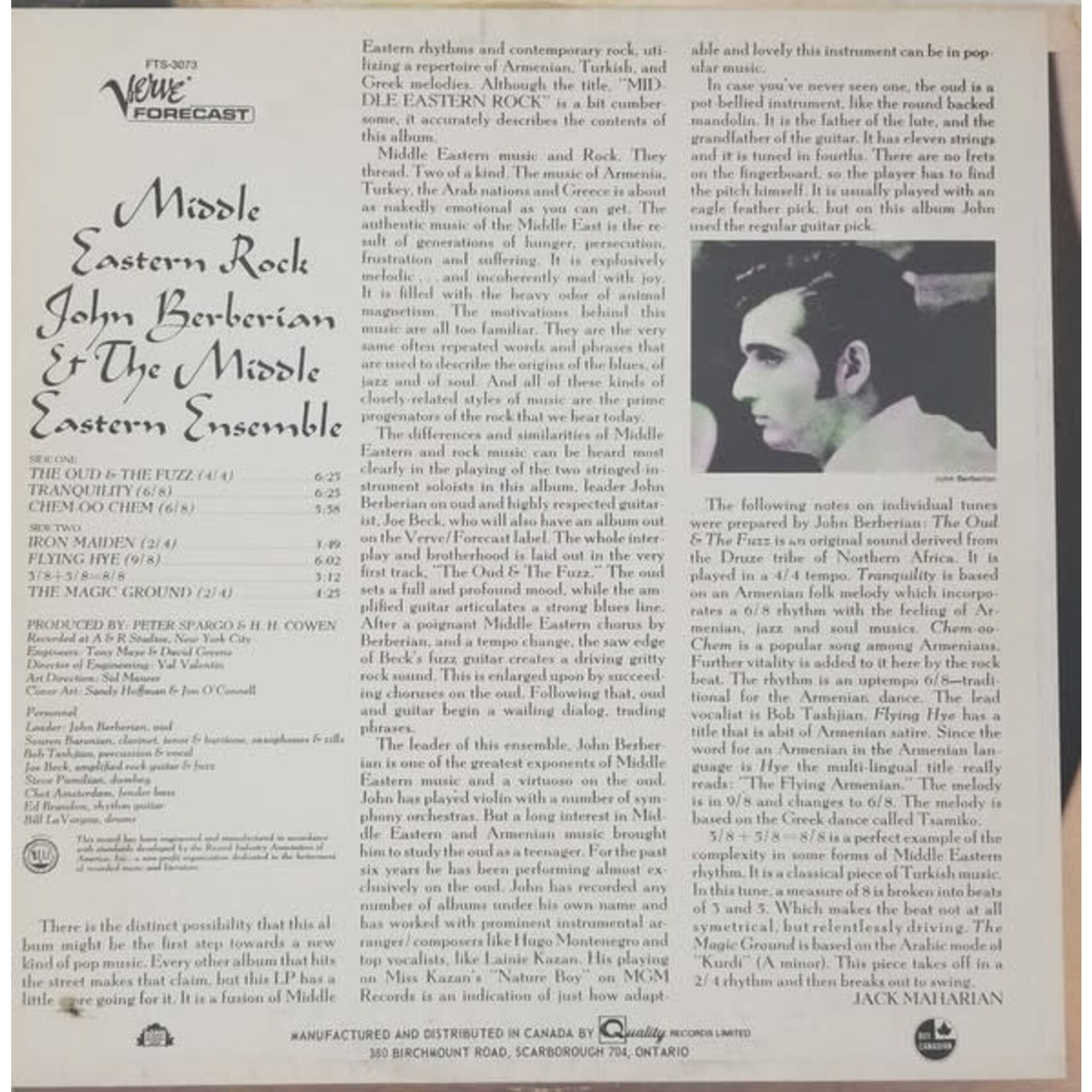 [Kollectible Vinyl] Berberian, John And The Rock East Ensemble: Middle Eastern Rock [KOLLECTIBLE]