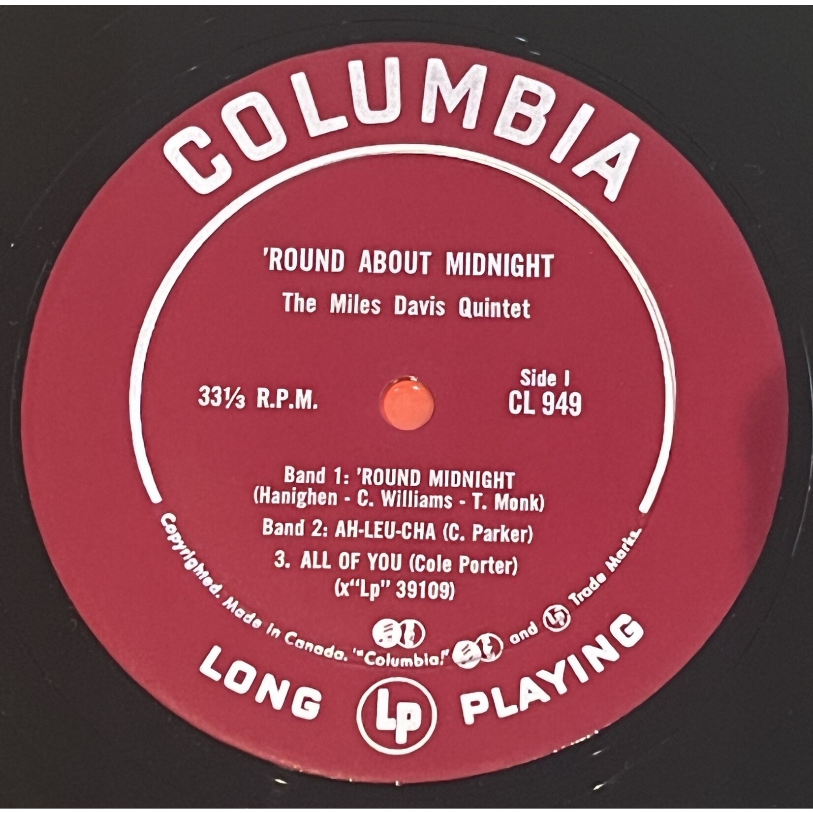 [Kollectible Vinyl] Davis, Miles: 'Round About Midnight (1957, CANADA, VG+) [Columbia]