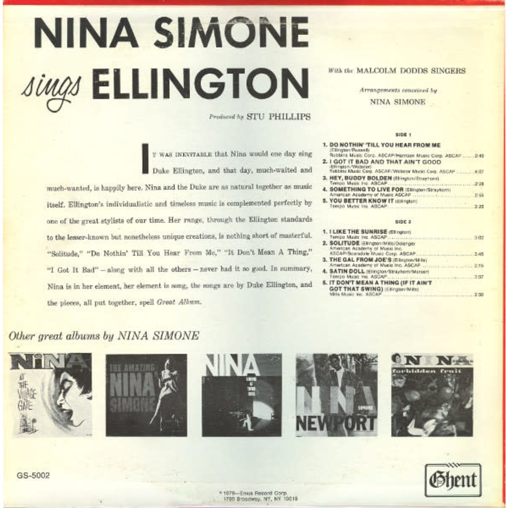 [Kollectible Vinyl] Simone, Nina: Nina Simone Sings Ellington [KOLLECTIBLES]