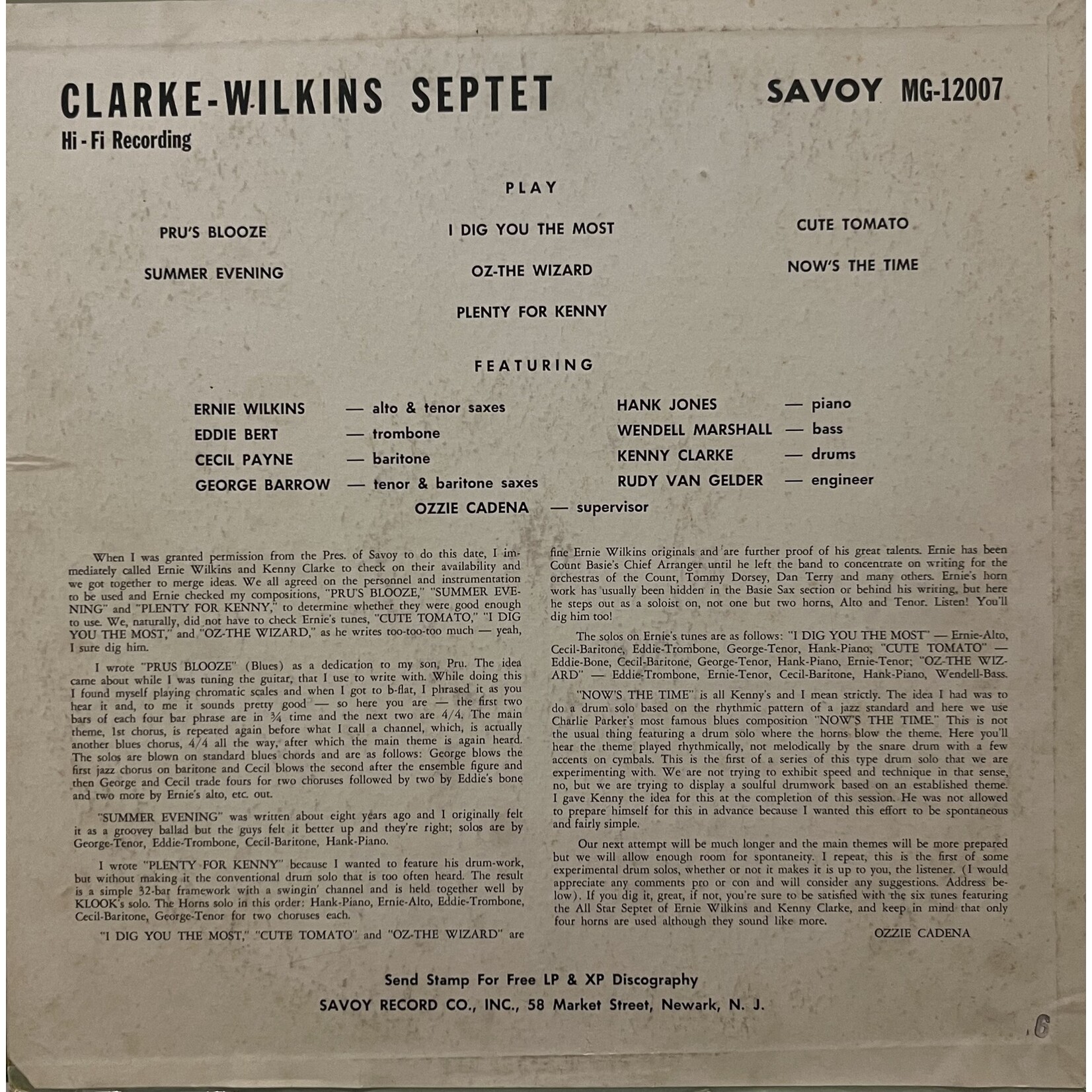 [Kollectible Vinyl] Clarke, Kenny & Wilkins, Ernie: Kenny Clarke & Ernie Wilkins [KOLLECTIBLES]