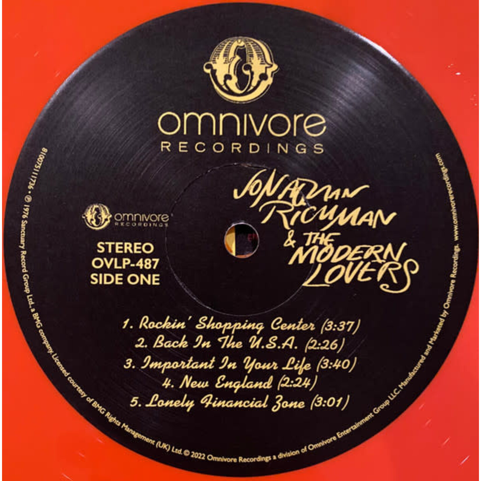 [New Vinyl] Richman, Jonathan & The Modern Lovers: self-titled (orange vinyl) [OMNIVORE]