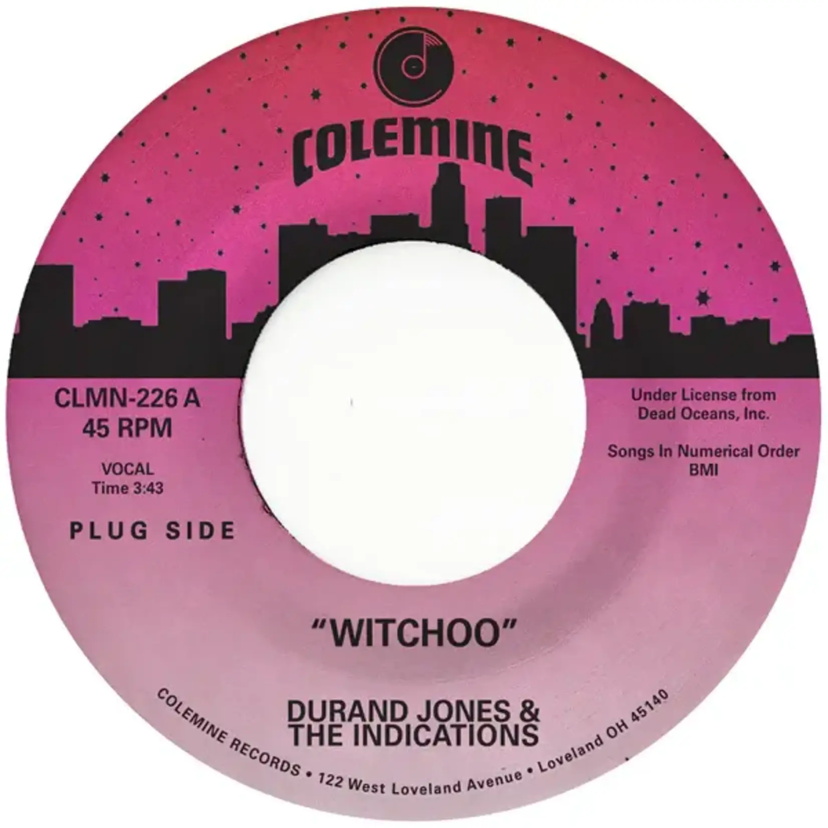 [New] Jones, Durand & The Indications: Witchoo b/w Love Will Work It Out (7", blue vinyl) [COLEMINE]