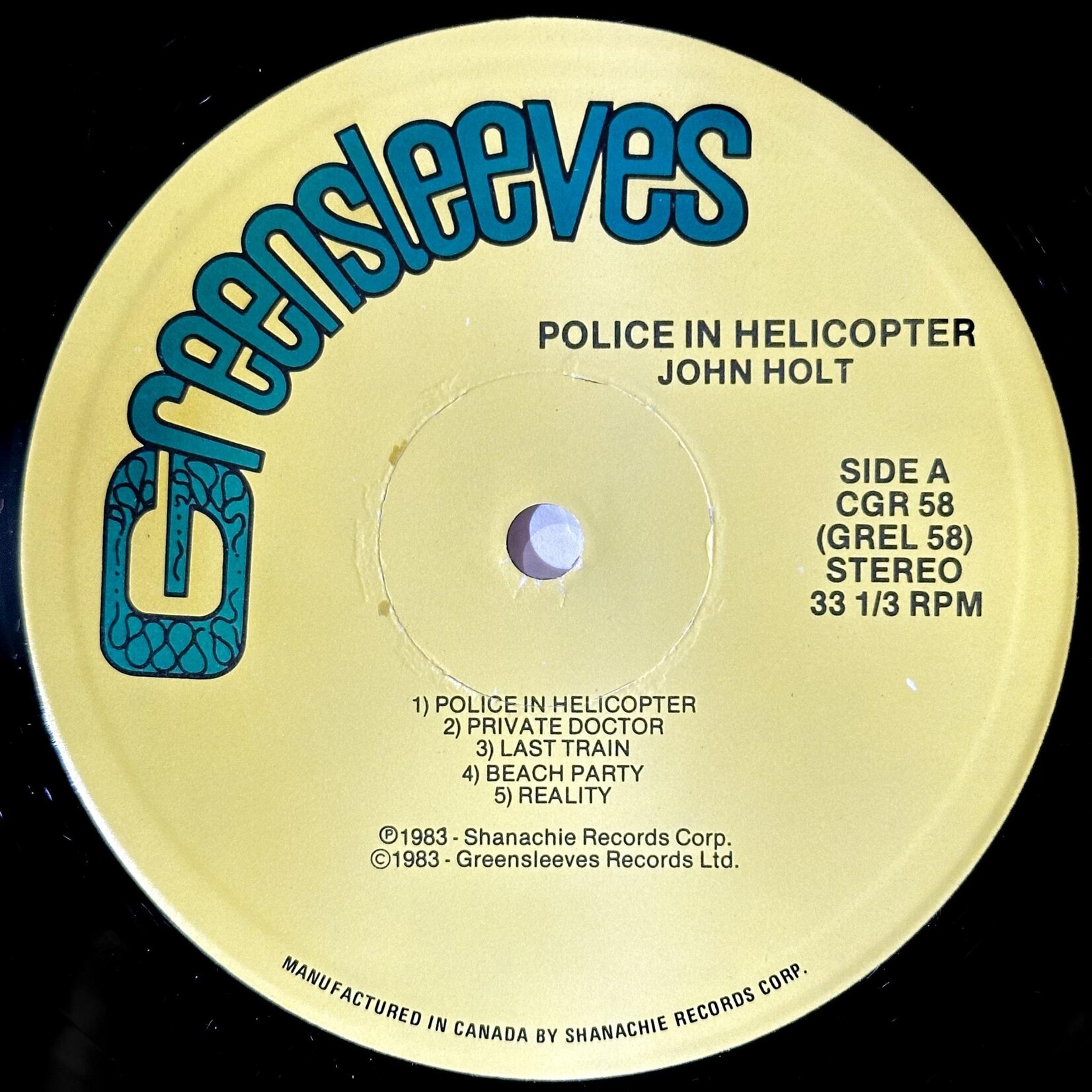 [Kollectibles] Holt, John: Police In Helicopter (1983, Canada, VG+) [Greensleeves]