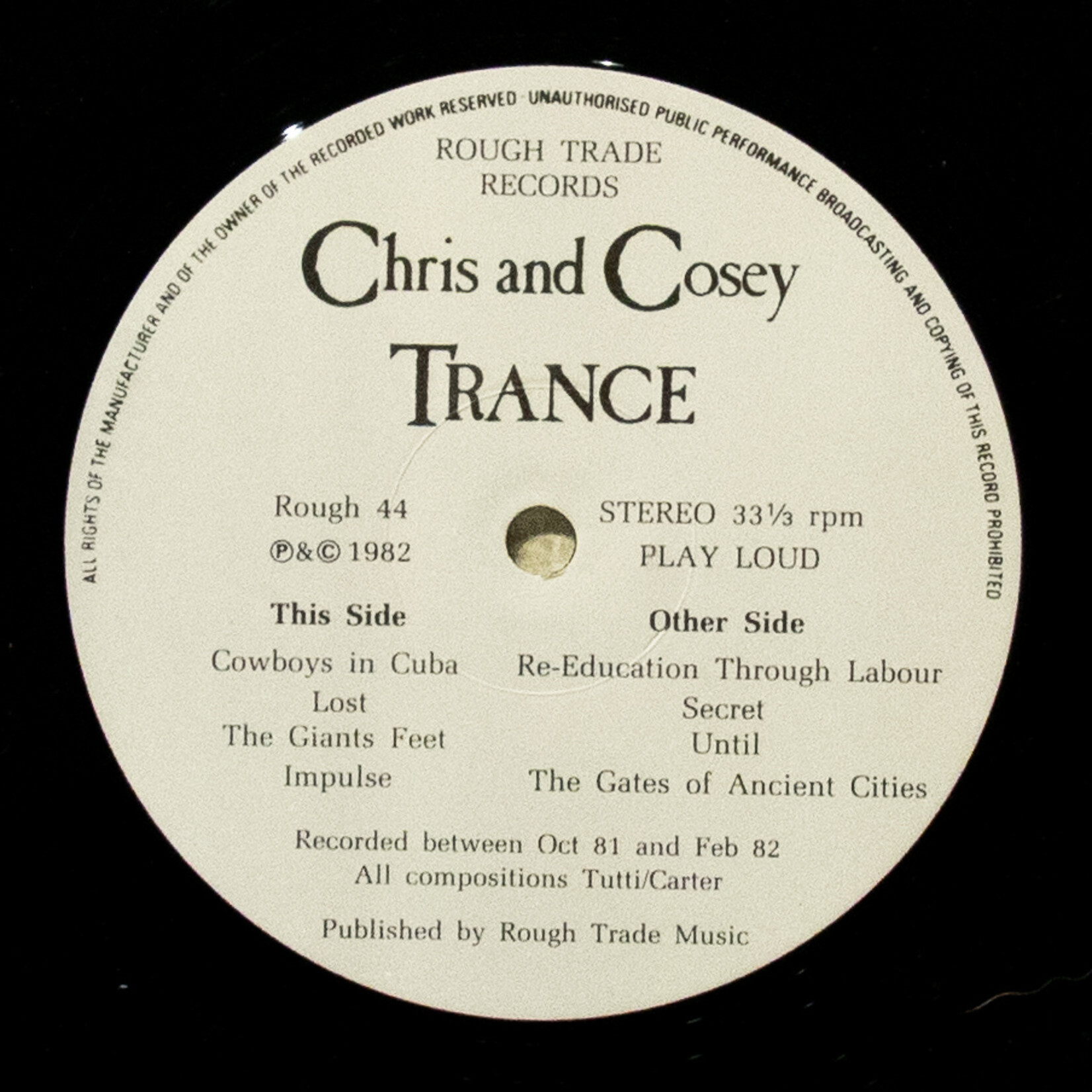 [Nick's Disk Pics] Chris & Cosey: Trance [Rough Trade]