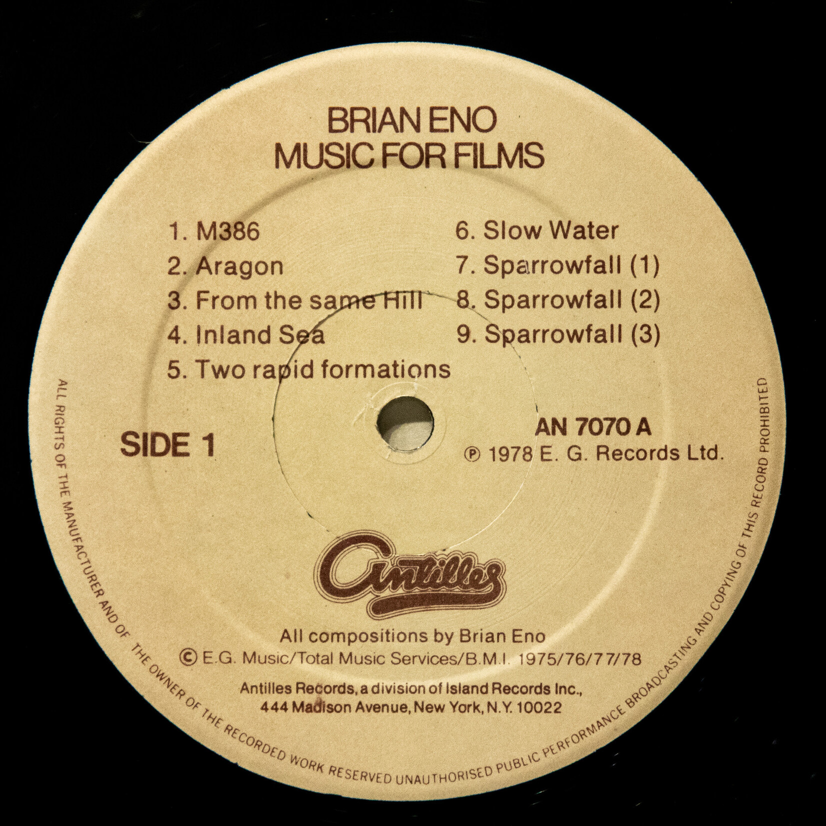 [Nick's Disk Pics] Eno, Brian: Music For Films [ANTILLES]